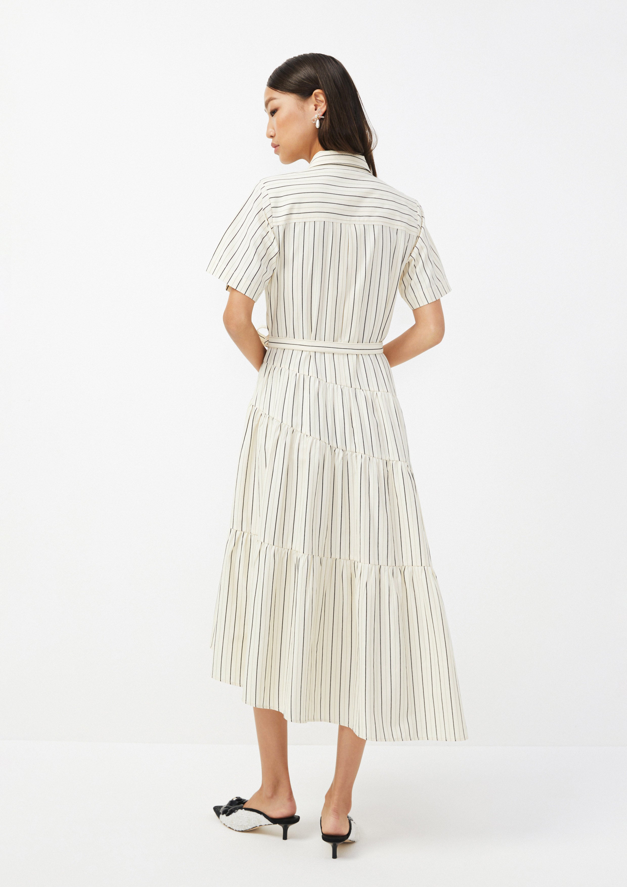 Striped Tiered Skirt Shirt Dress Urban Retreat