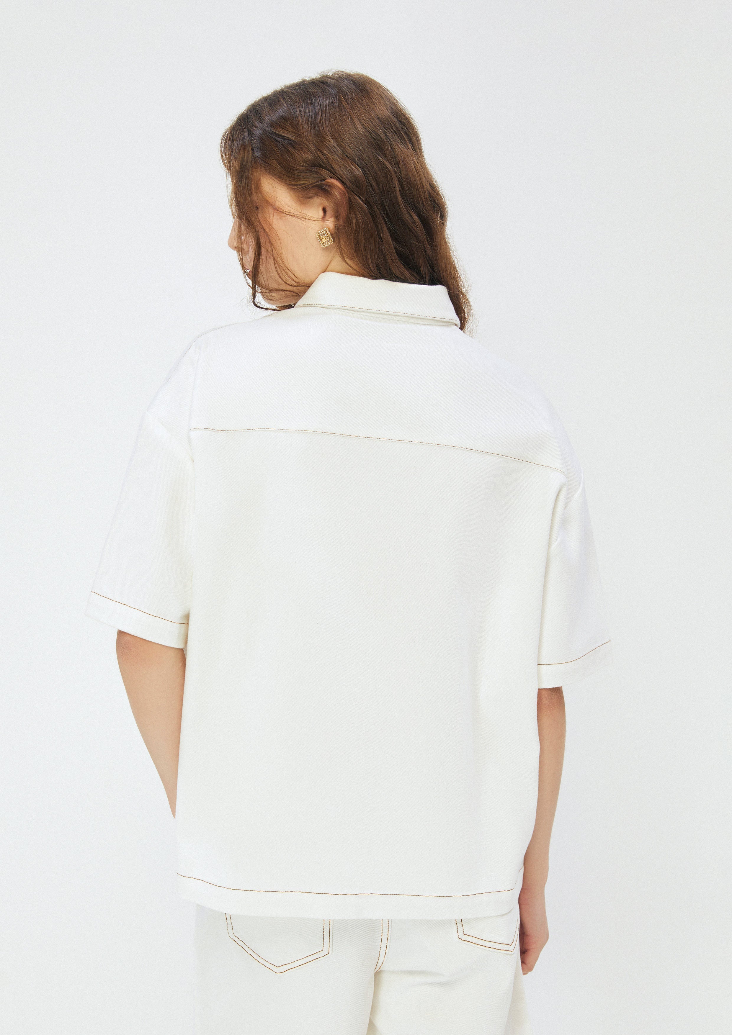 Stitching Short Sleeve Shirt Adventure Awaits