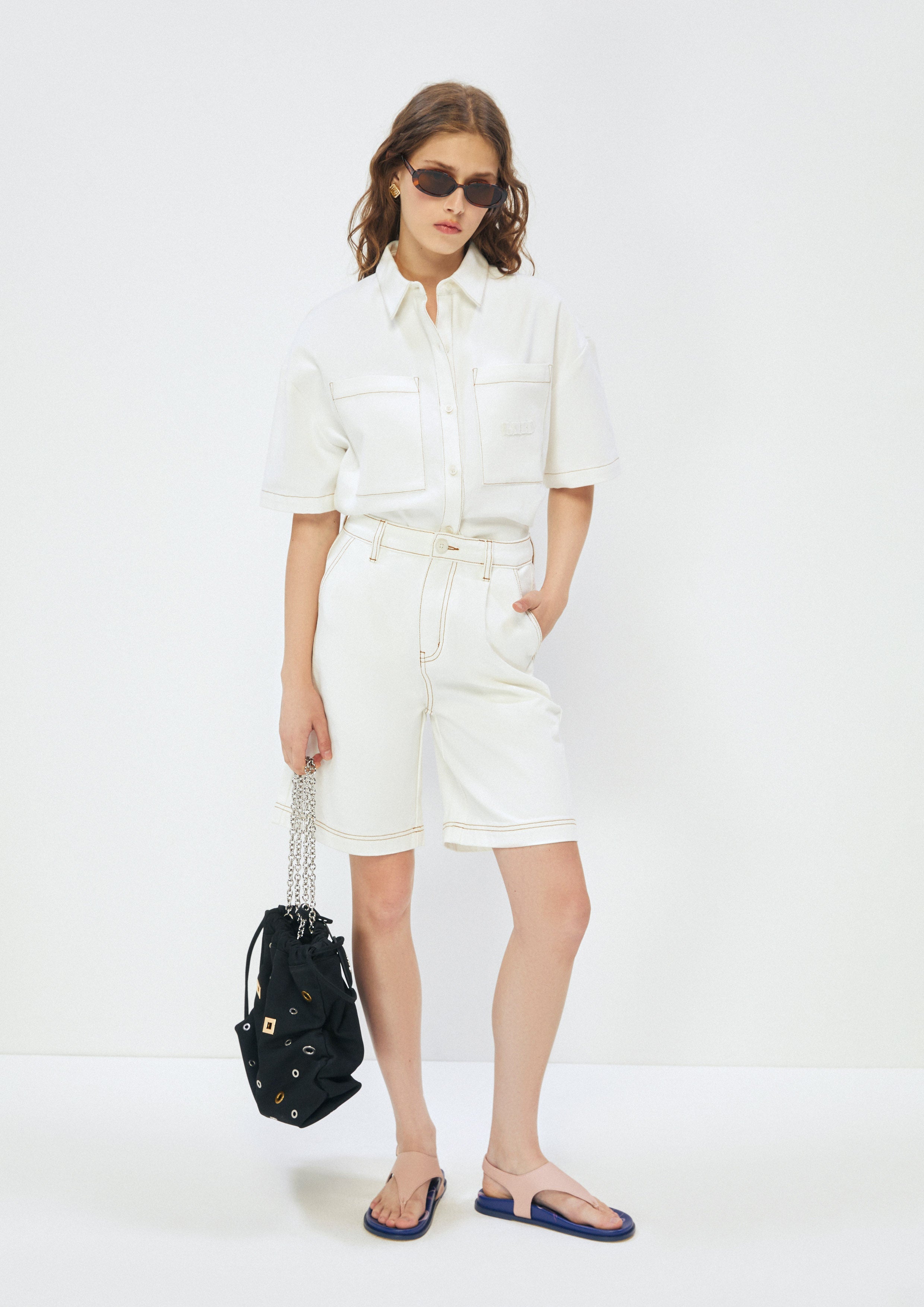 Stitching Short Sleeve Shirt Adventure Awaits