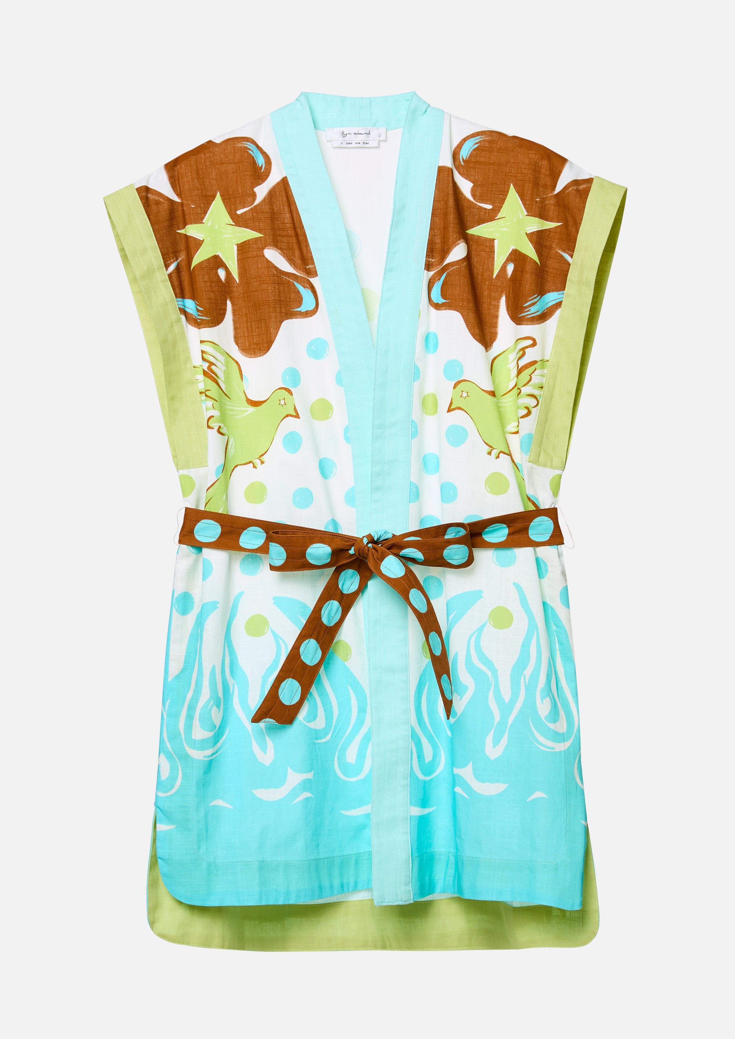 เสื้อคลุม แขนกุด ลายกราฟิก พร้อมเข็มขัด ลายจุด Ember Mirage