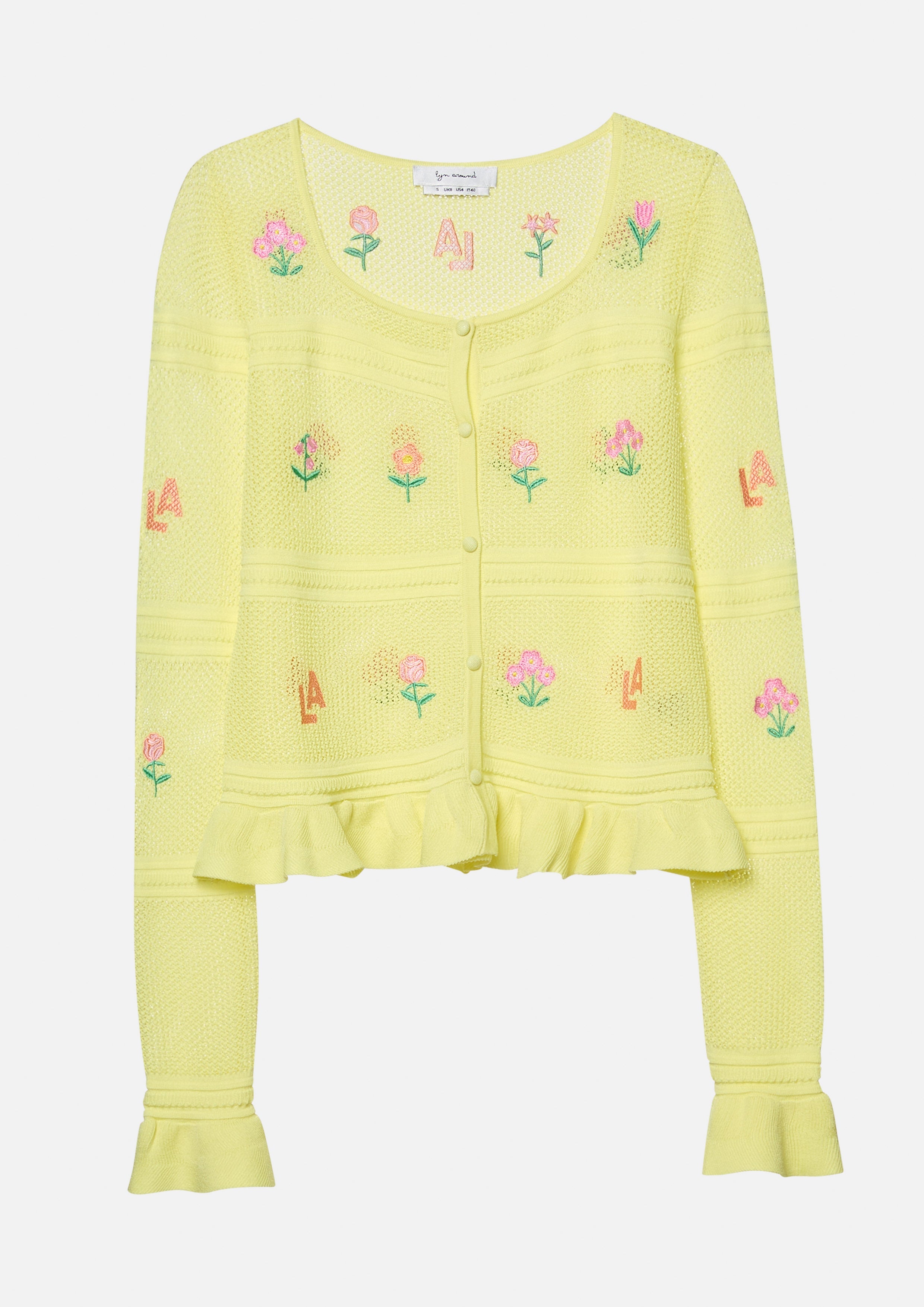 Shimmer Knit Cardigan with Floral Embroidery Folk Bloom