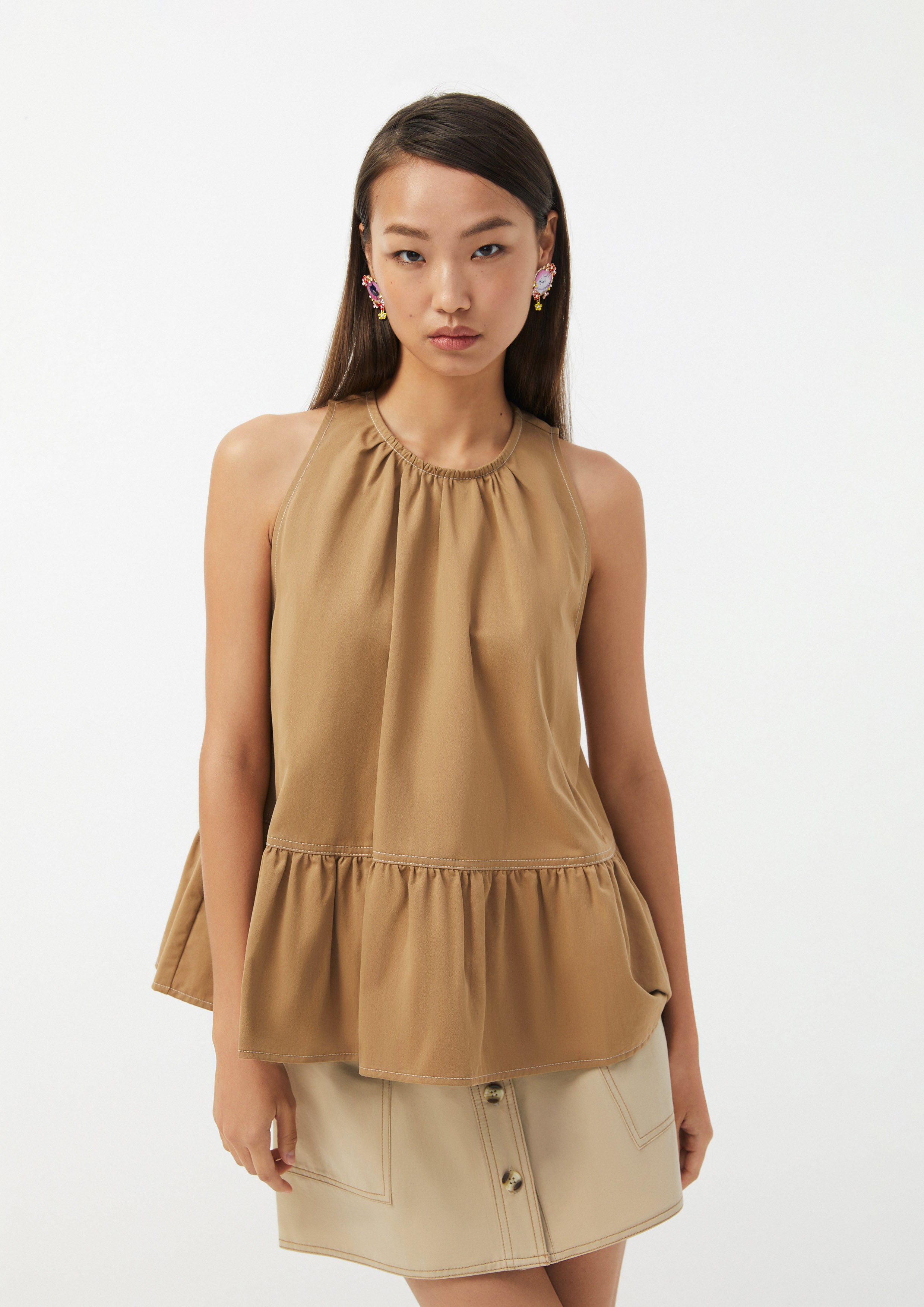 Pleated Hem Gathered Tank Top Urban Retreat