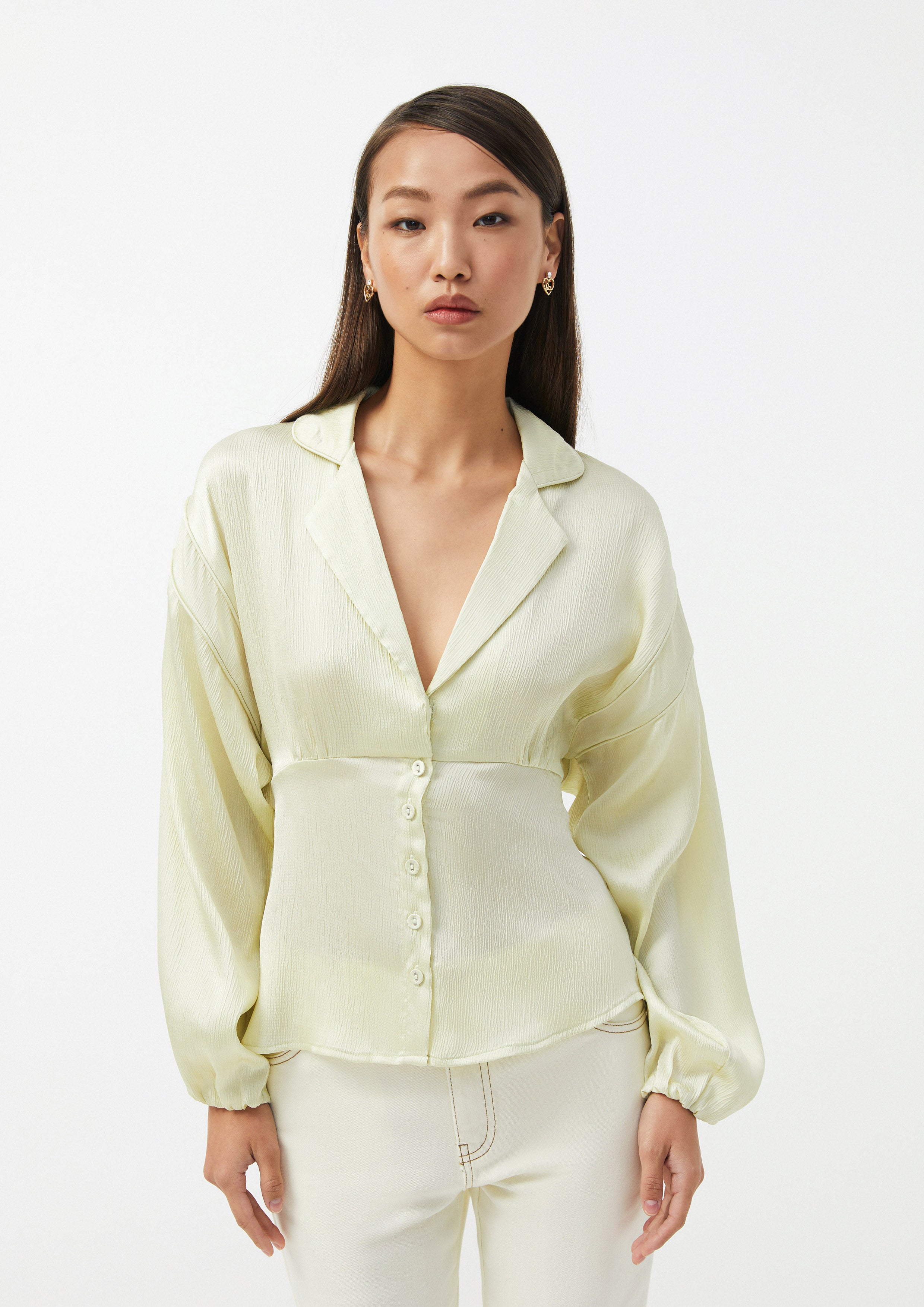 Textured Button-Up Blouse Doppla Essenza