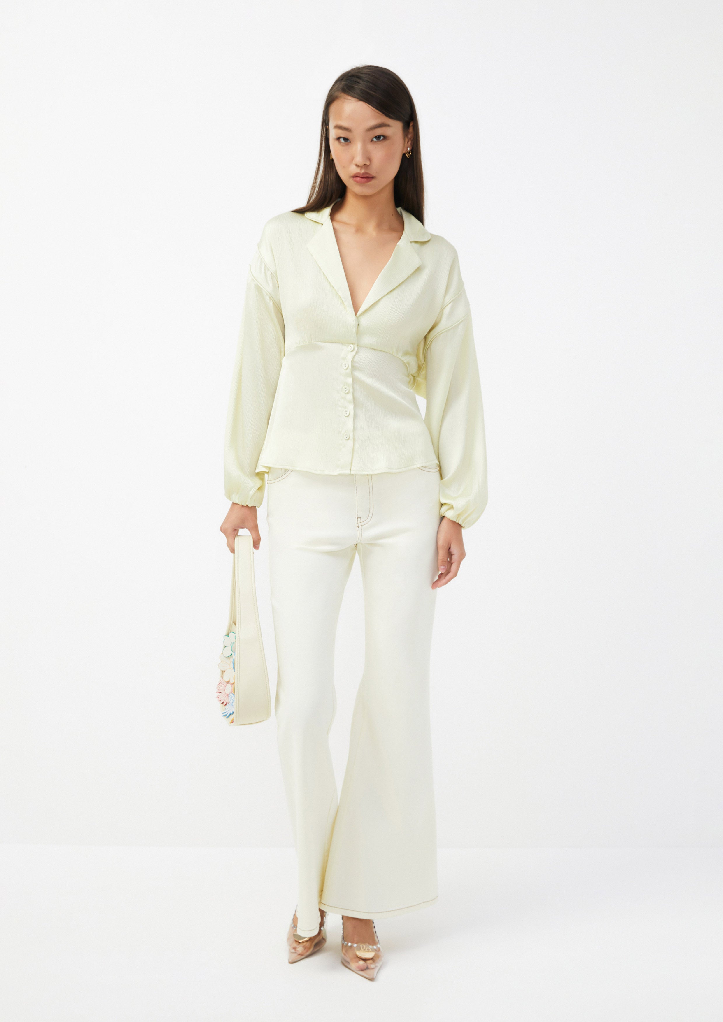 Textured Button-Up Blouse Doppla Essenza