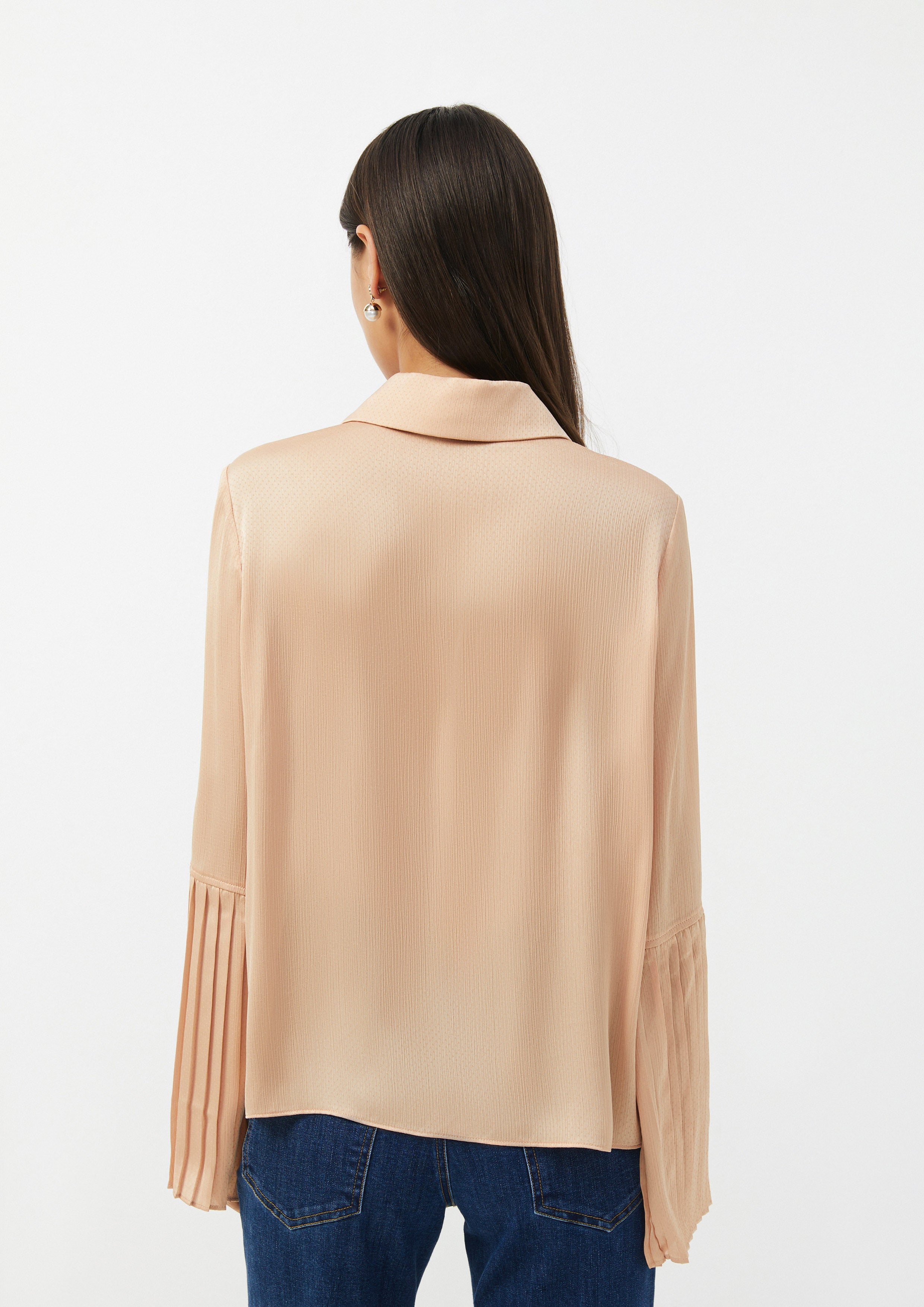 Pleated Sleeve Satin Shirt Doppla Essenza