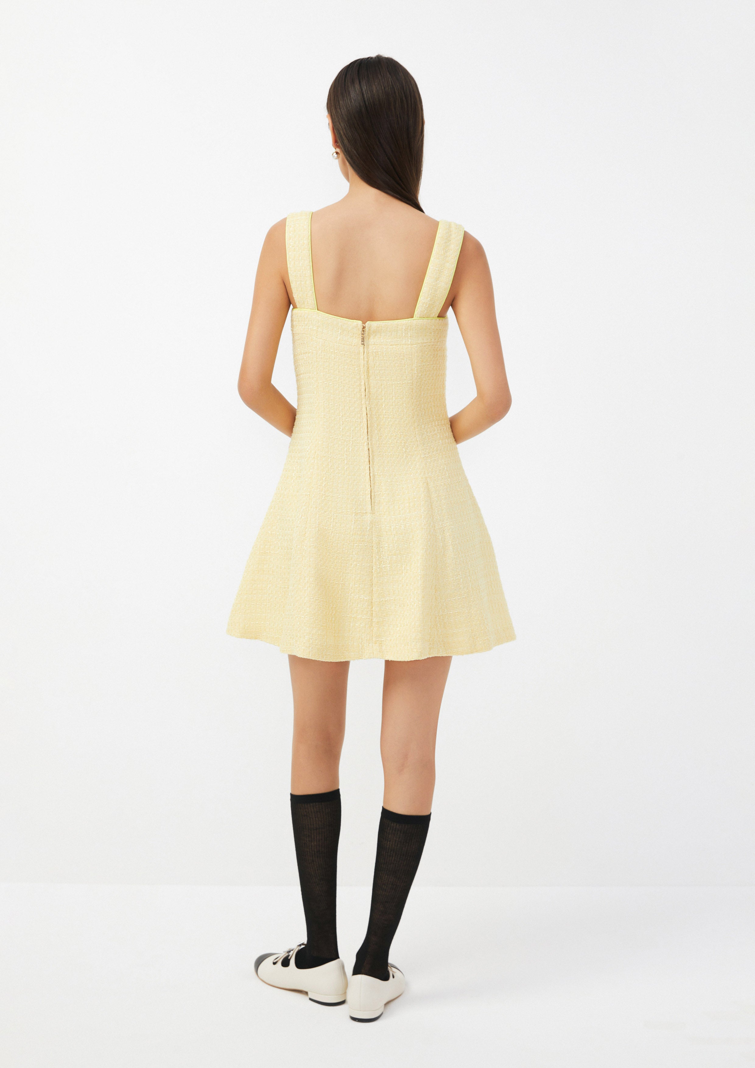 Tweed Mini Dress with Bow and Flower Detail Scandi Folk Art