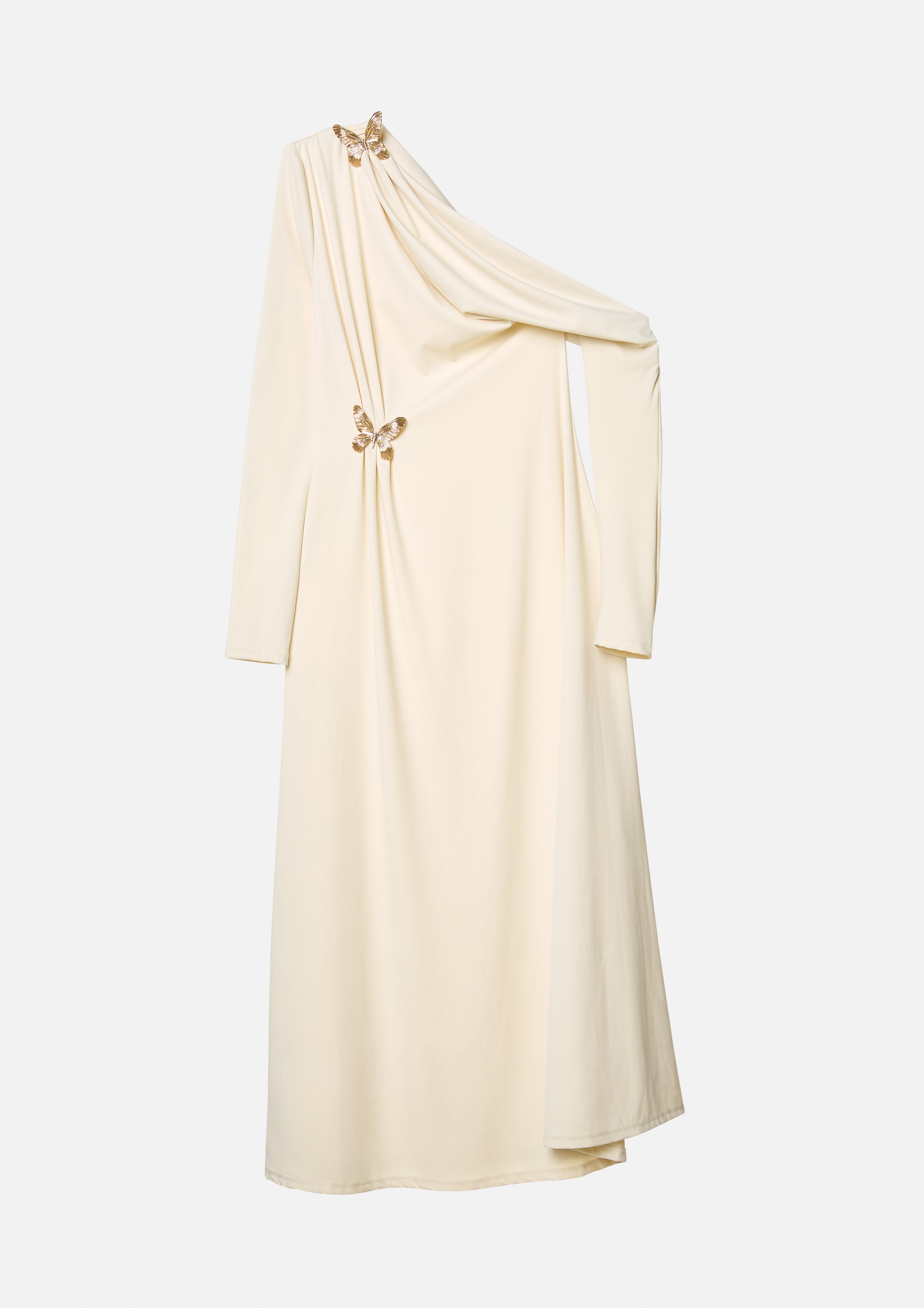 Asymmetric Draped Maxi Dress Butterfly Glimmer