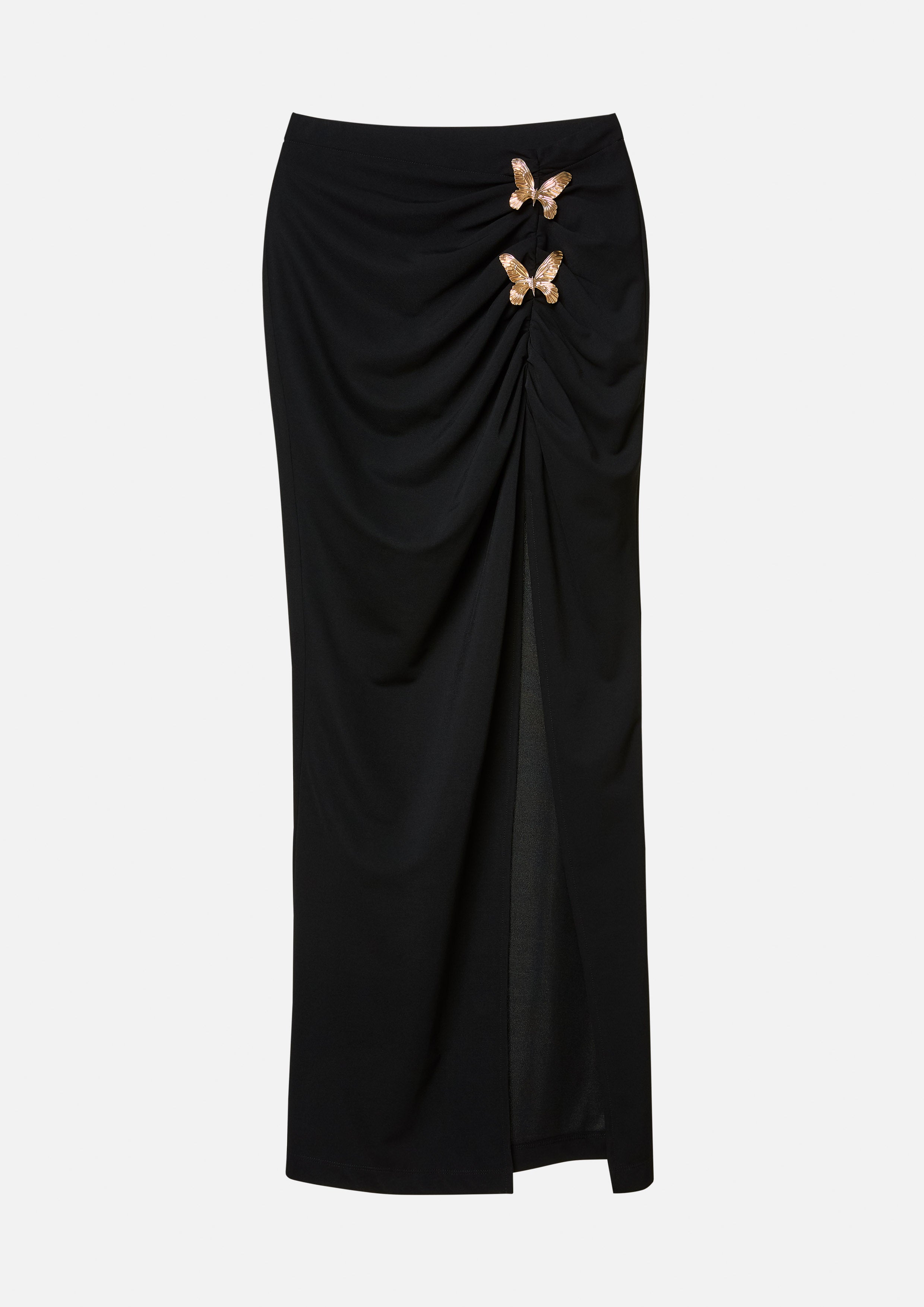 Ruched Butterfly Accent Maxi Skirt Butterfly Glimmer