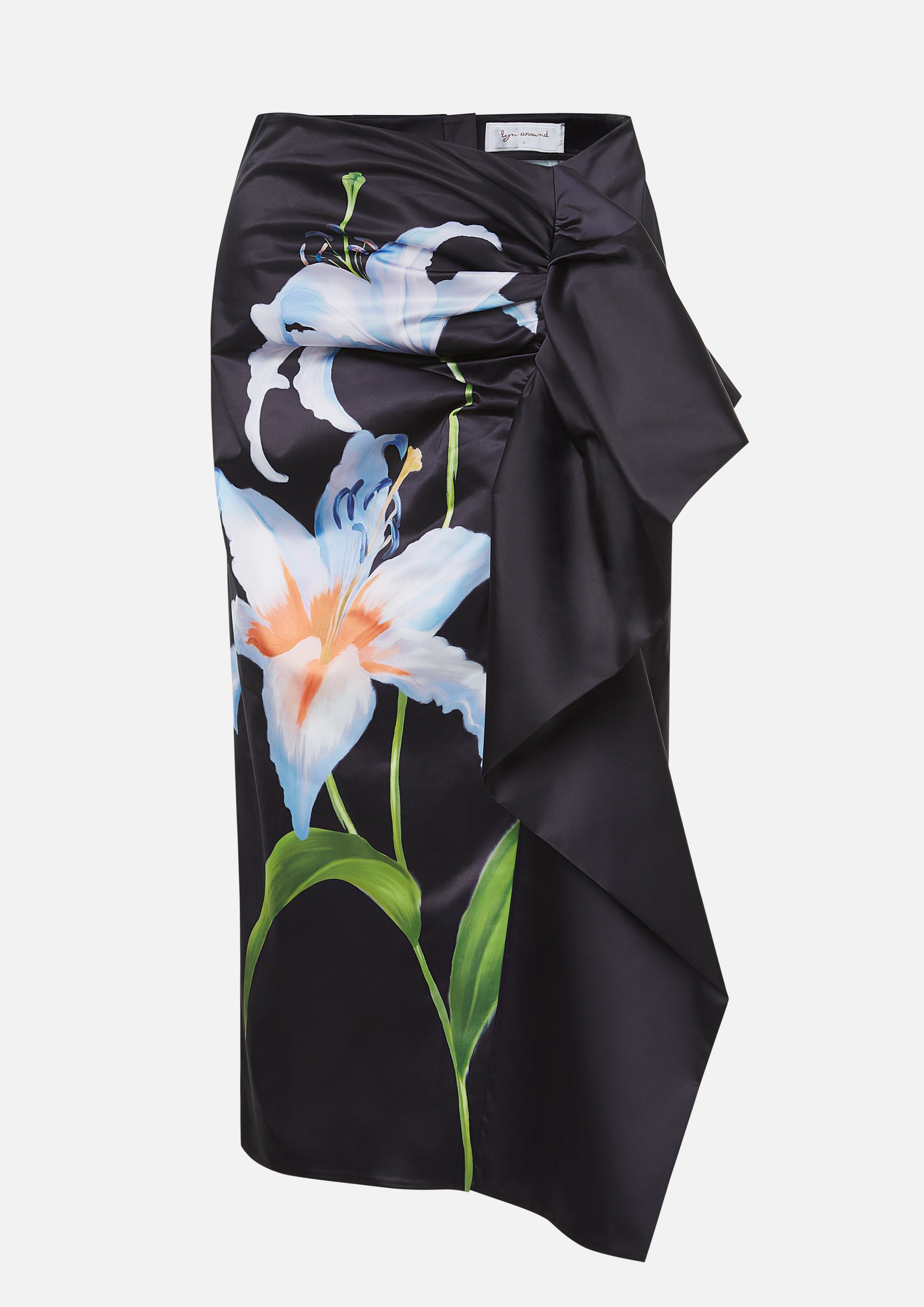 กระโปรงคลุมเข่า ลายดอกไม้ แต่งระบายข้าง Living Life In Full Bloom