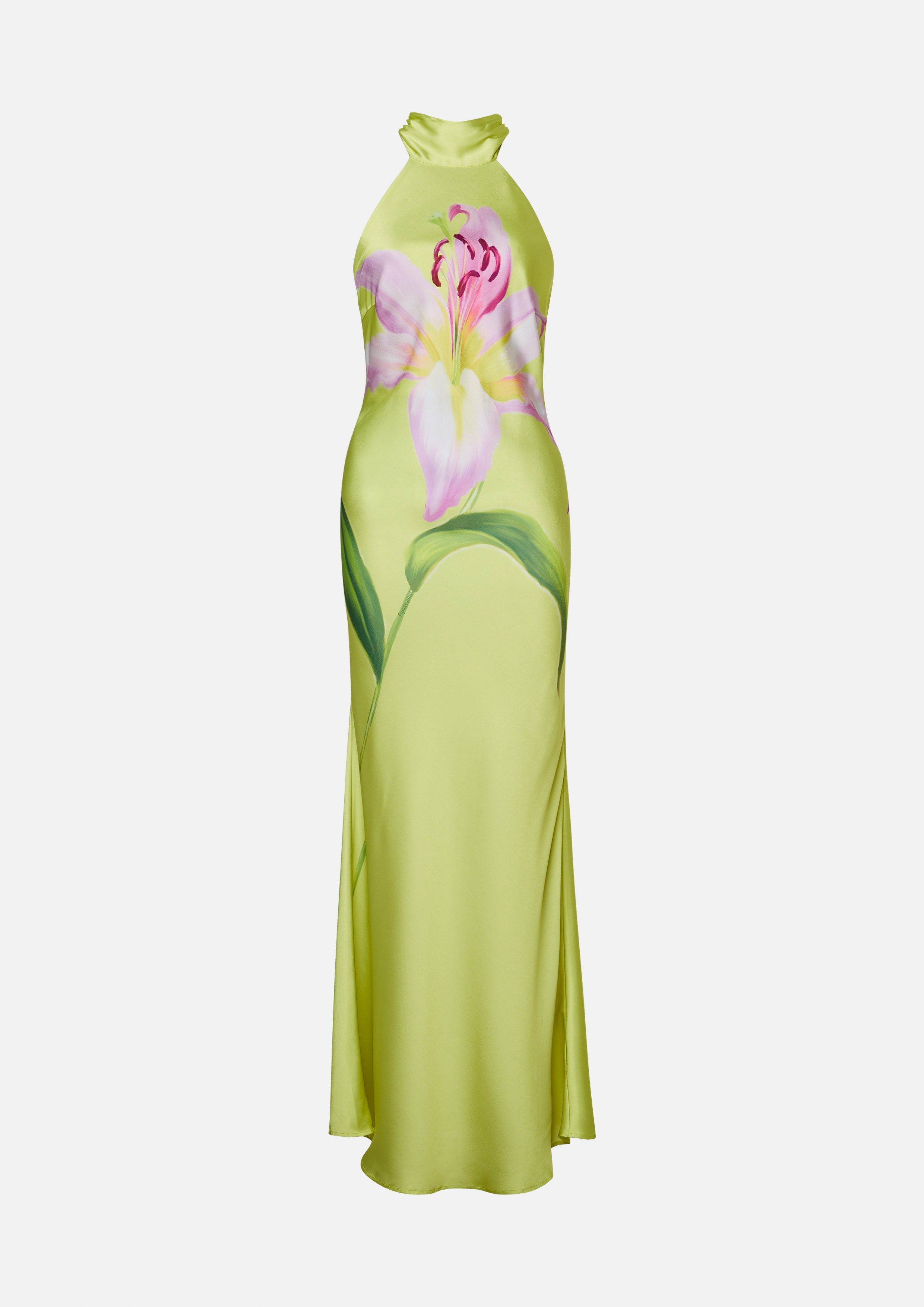 Floral Halter Satin Gown Living Life In Full Bloom
