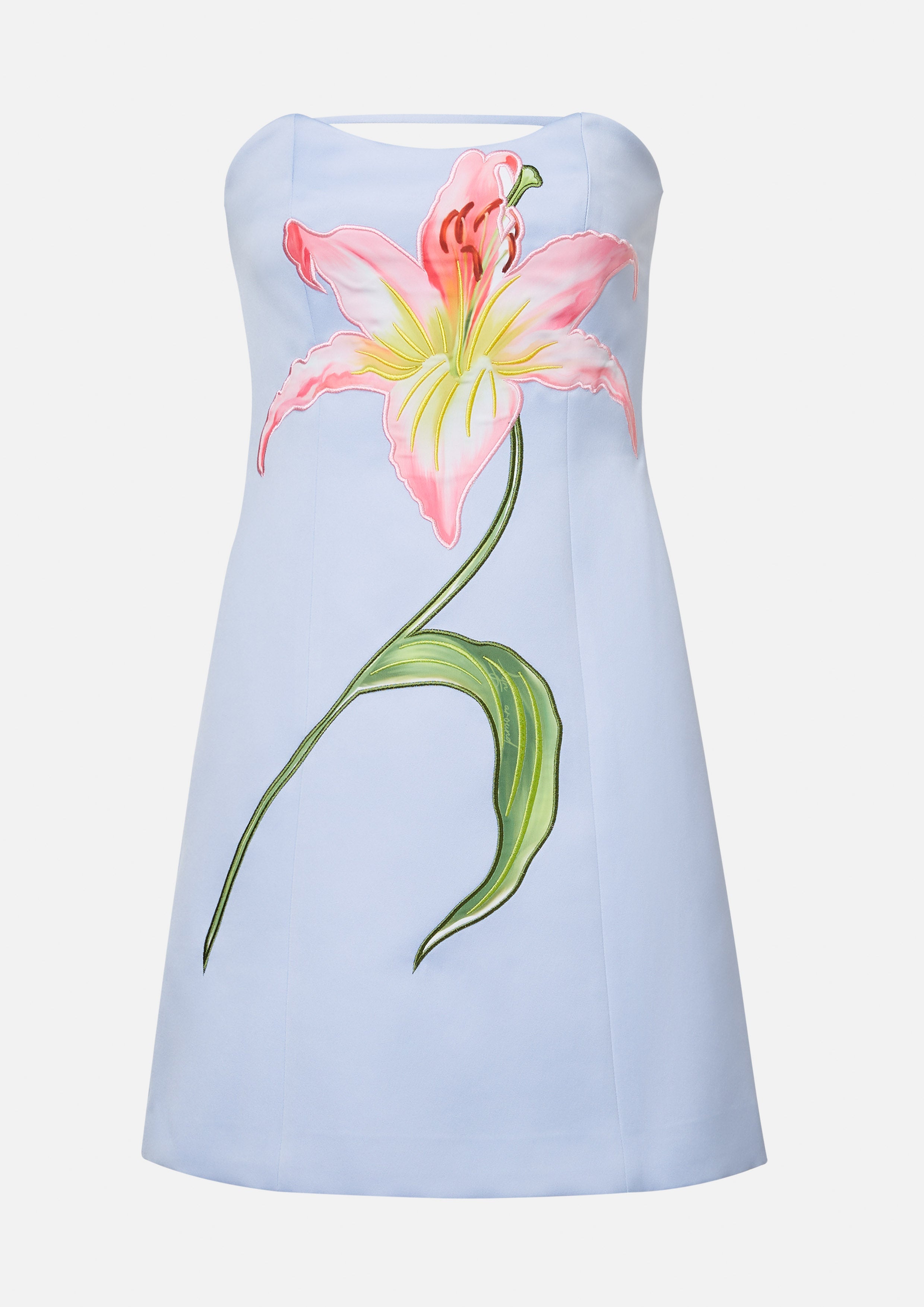 เดรสสั้น เกาะอก ลายดอกลิลลี่ Living Life In Full Bloom