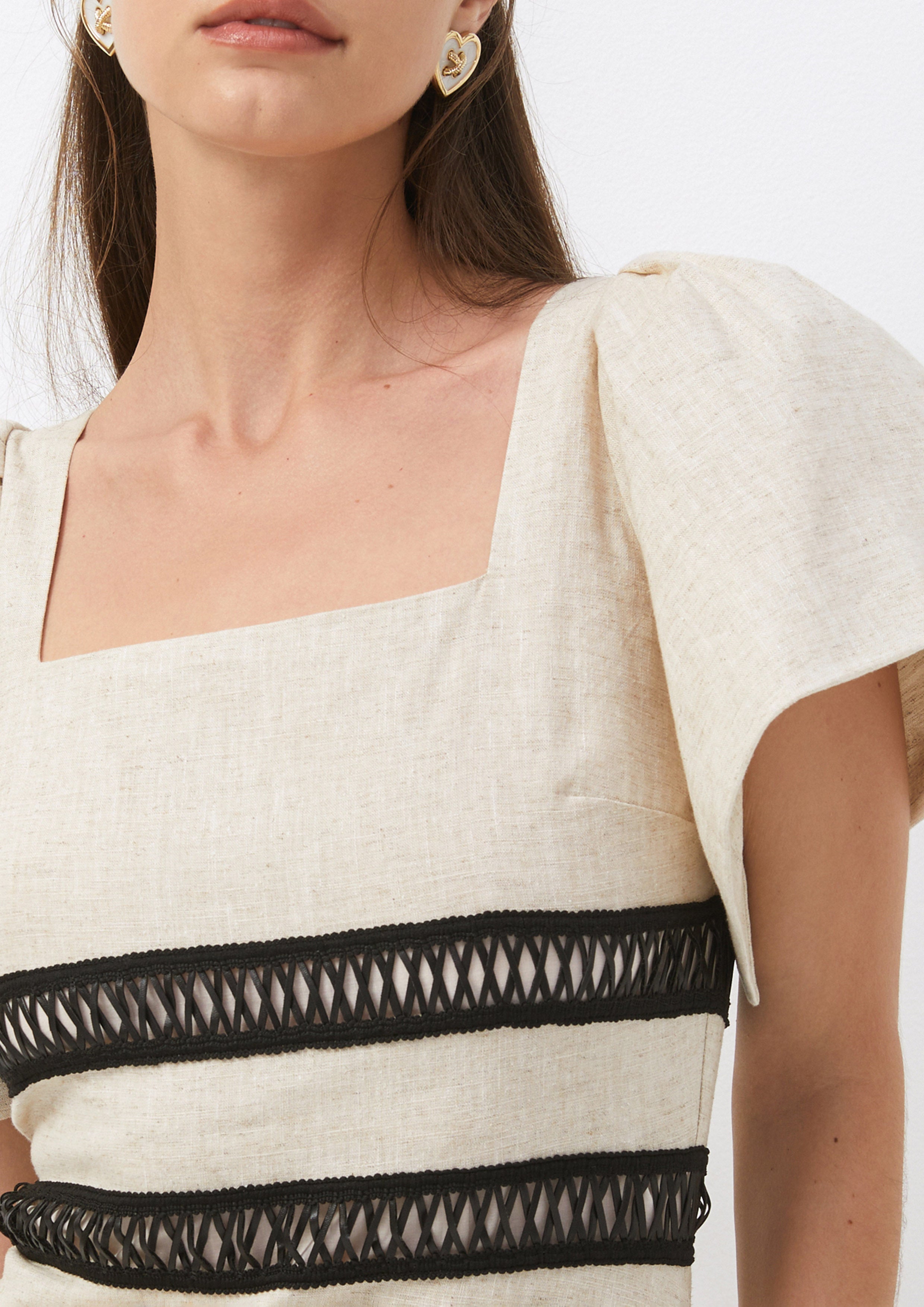 Lace Panel Puff Sleeve Midi Dress The Harga Cult