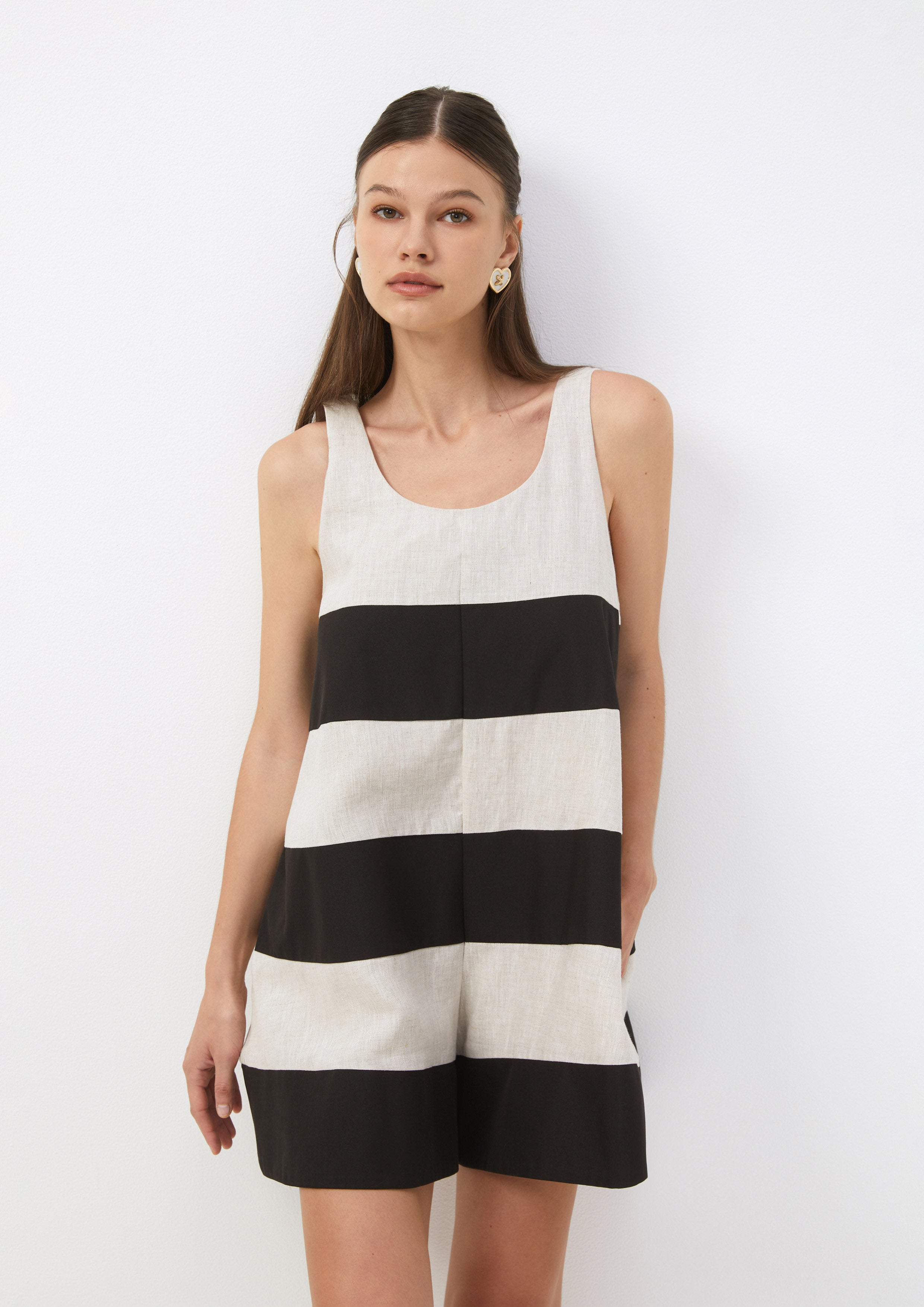 Wide Stripe Sleeveless Romper The Harga Cult