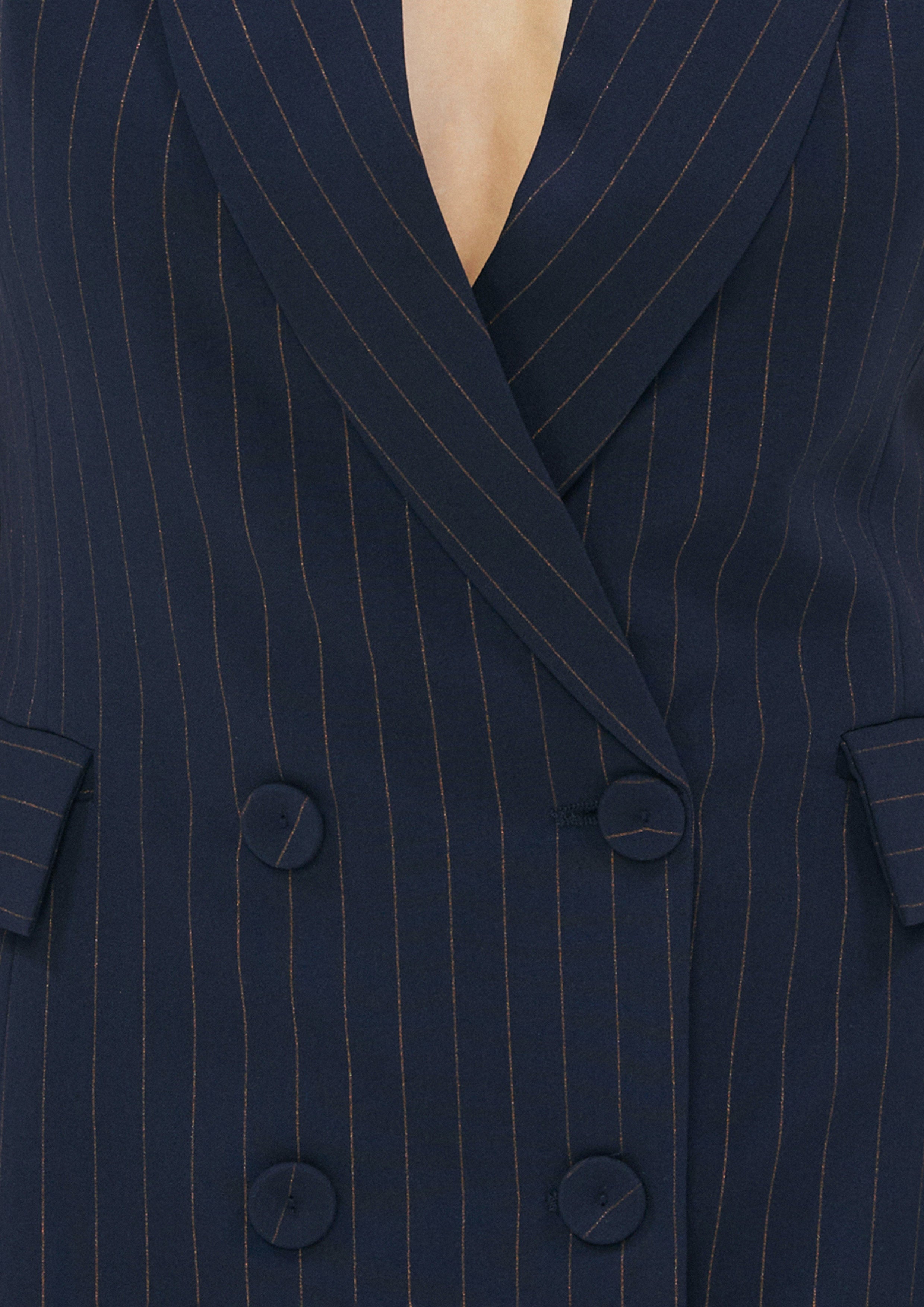 Sleeveless Pinstripe Blazer Dress