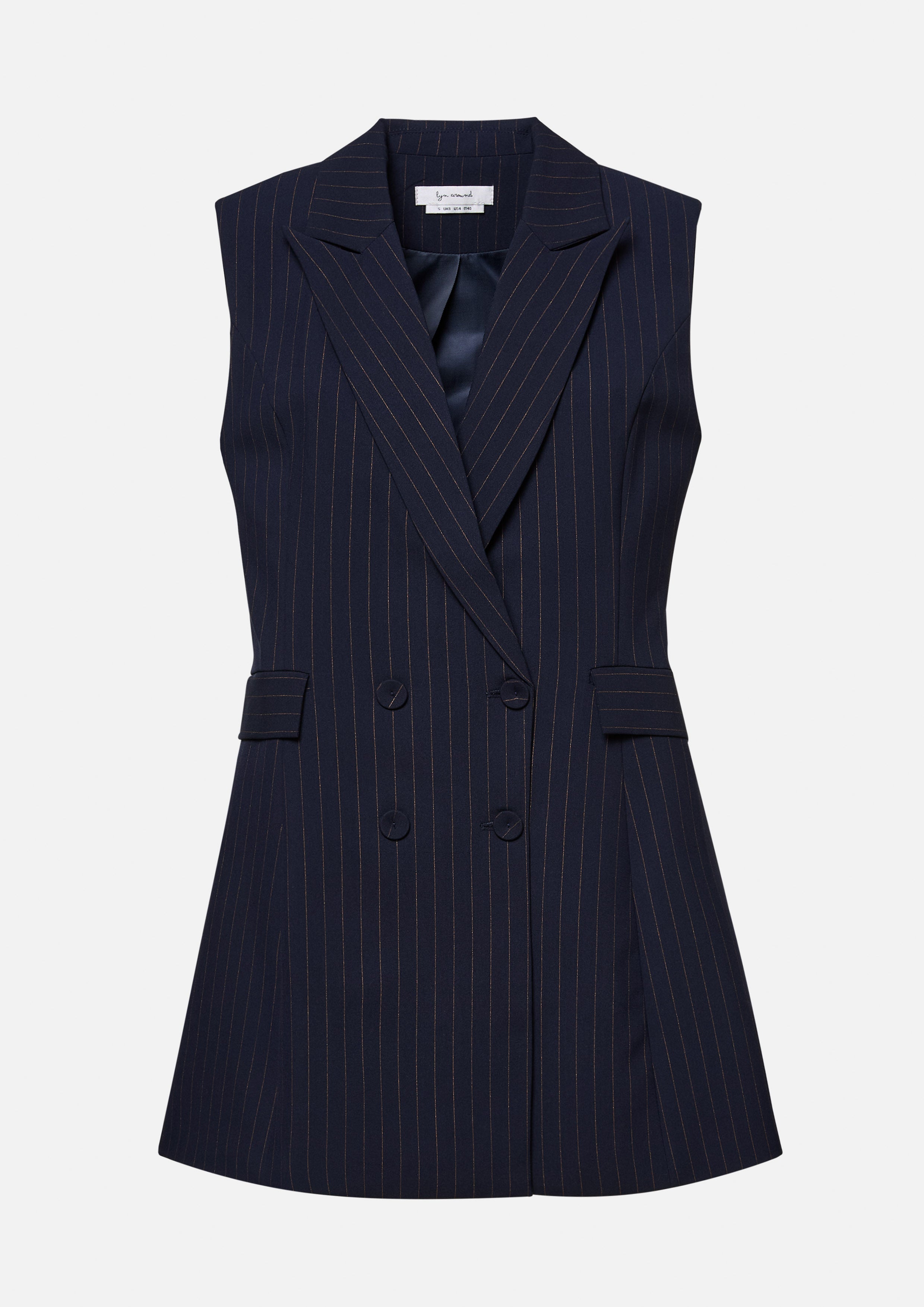 Sleeveless Pinstripe Blazer Dress