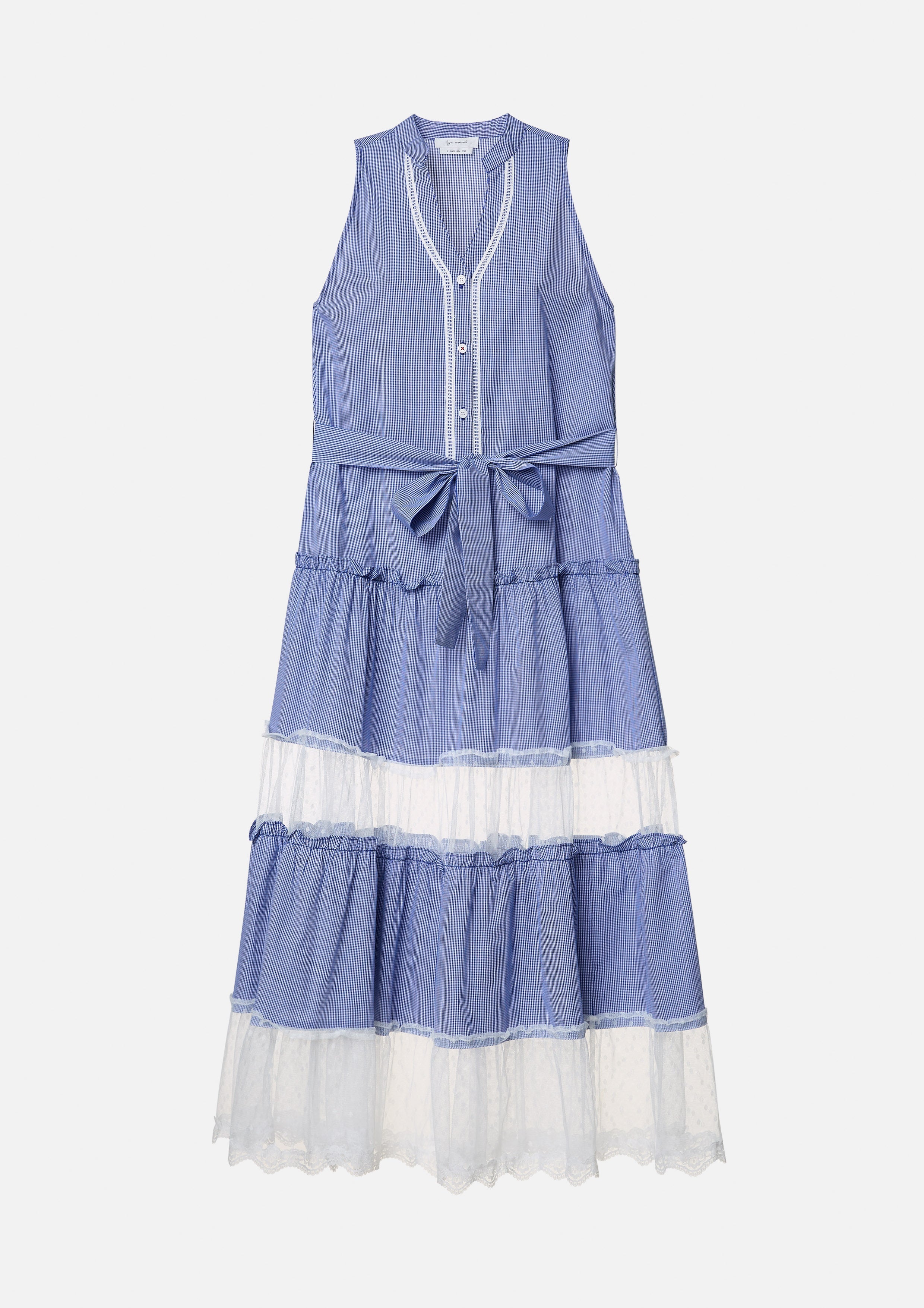Gingham Tiered Dress with Sheer Panel Skirt Blooms and Blessings