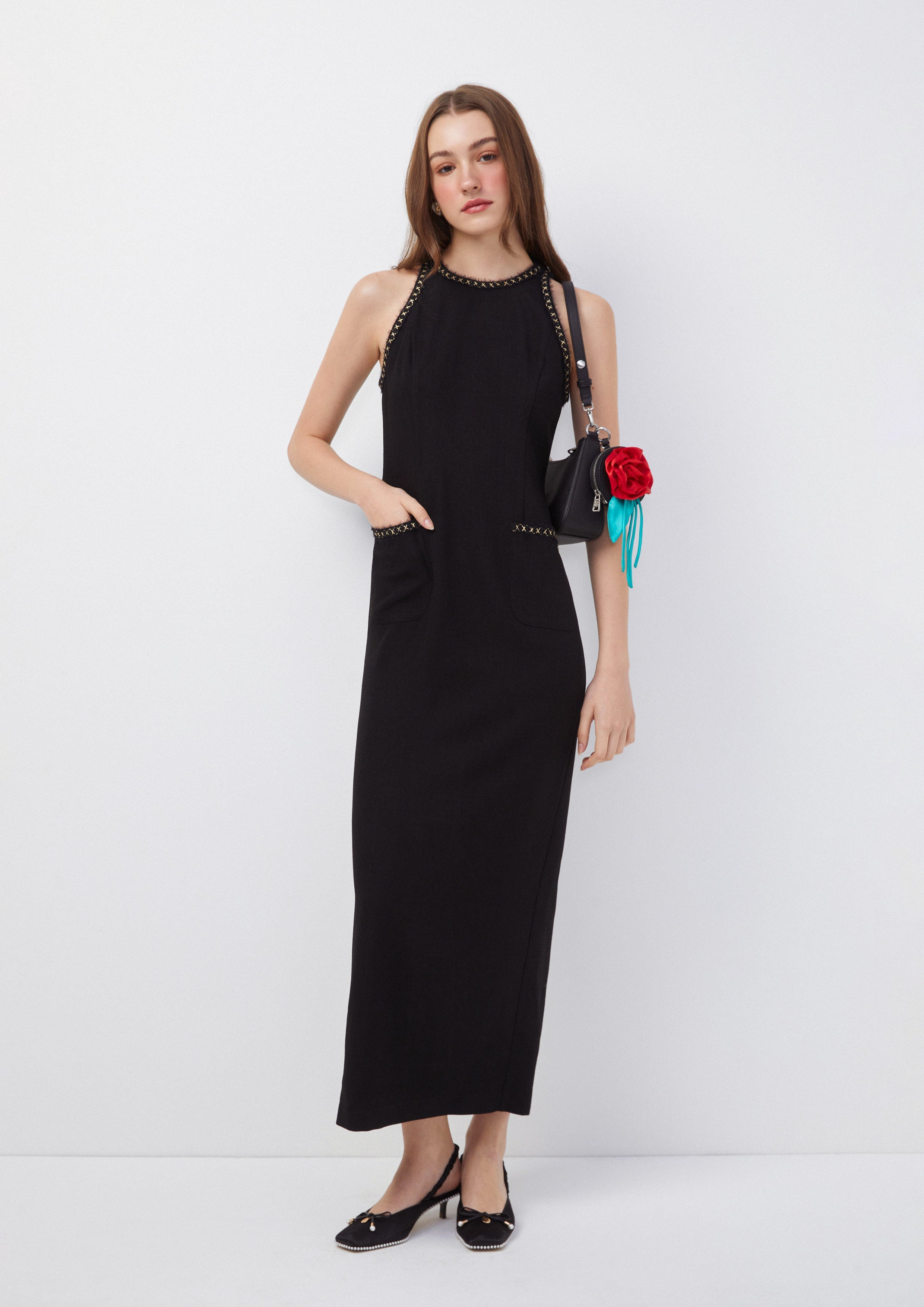 Stitch Trimmed Fitted Midi Dress Time To Grown Up