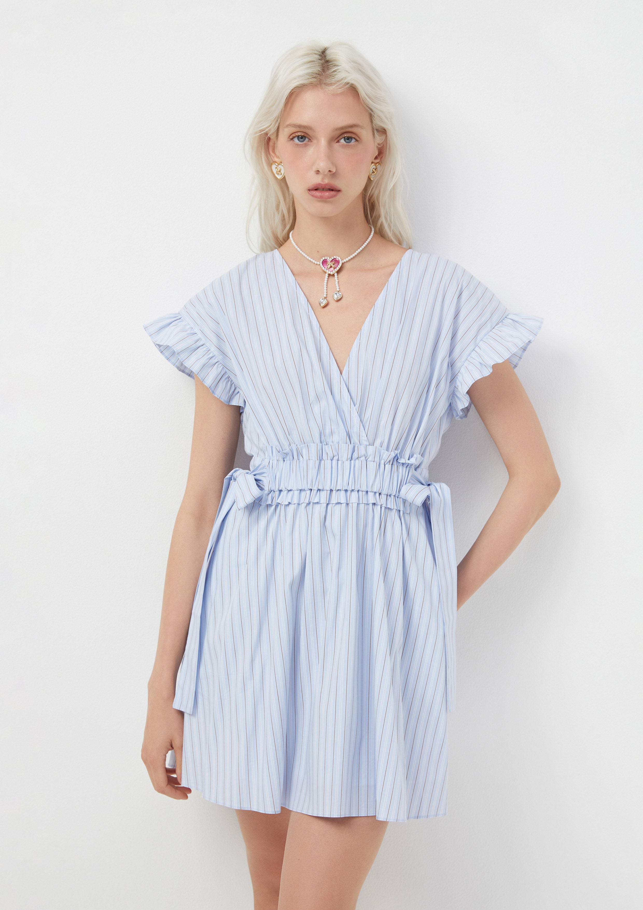 Ruffle Tie-Waist Stripe Mini Dress Margot's Summer Field