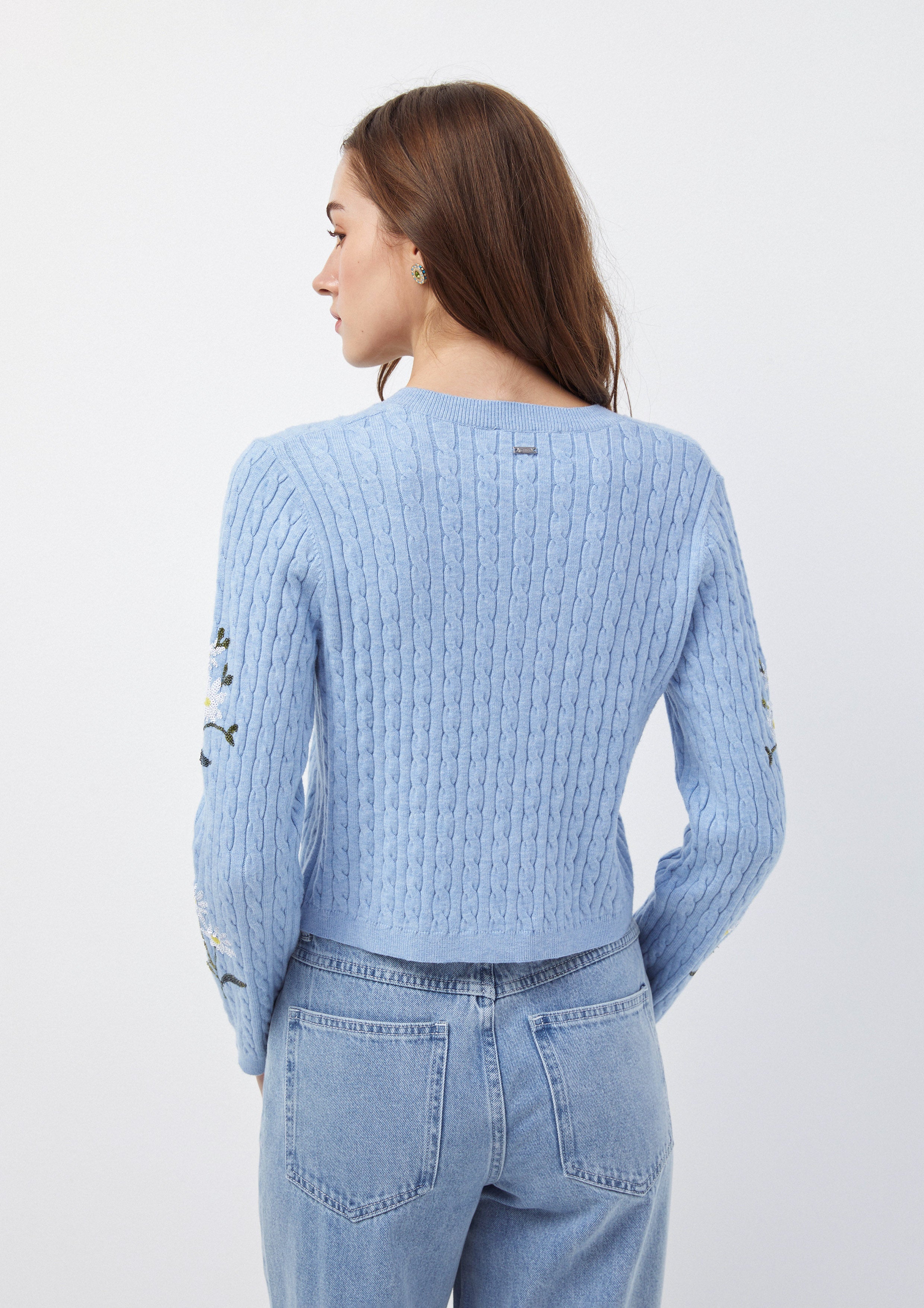 เสื้อคาร์ดิแกน ไหมพรม ปักลายดอกเดซี่ Oopsie Daisy