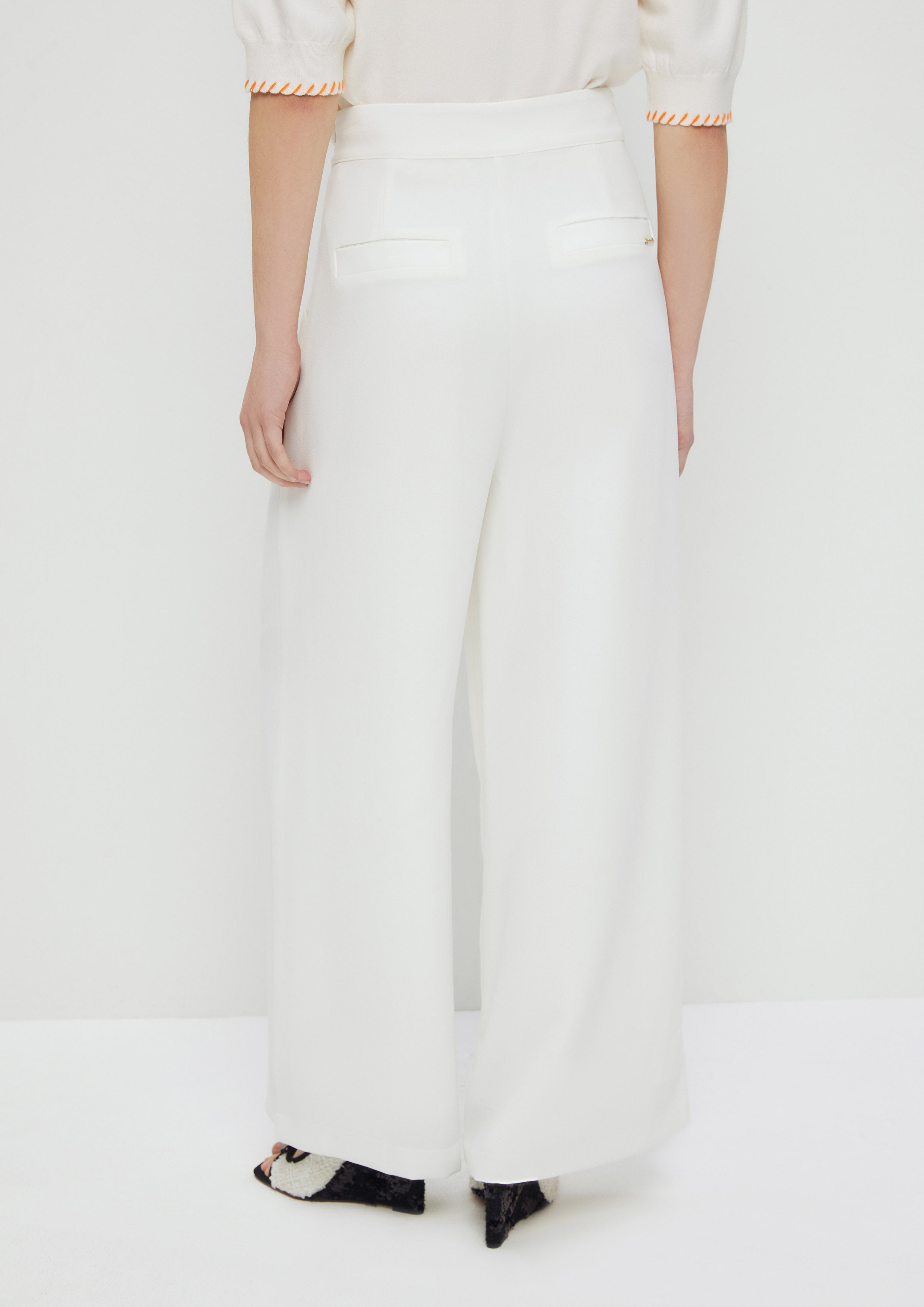 High Waist Wide Leg Pants White Horizon