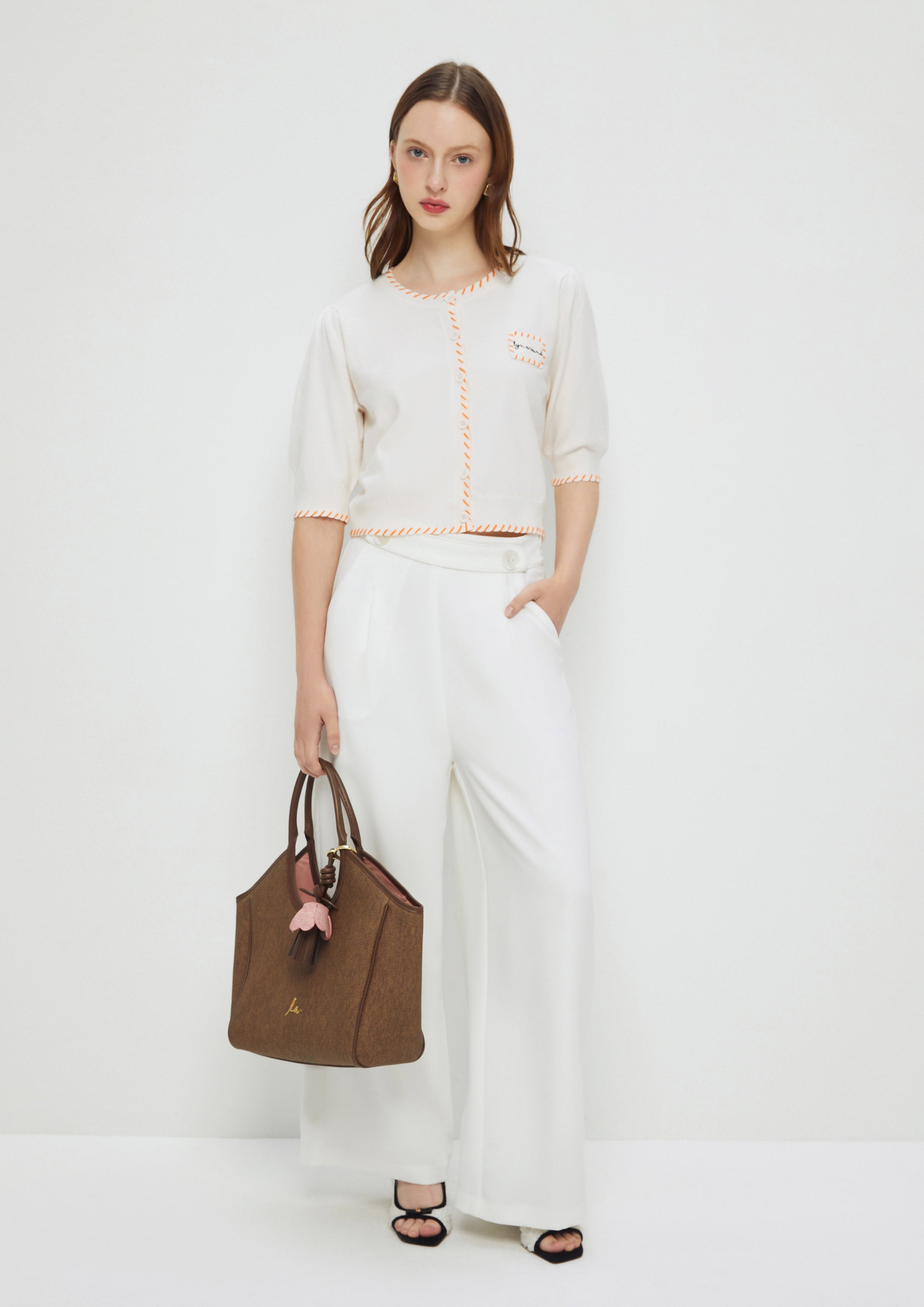 High Waist Wide Leg Pants White Horizon