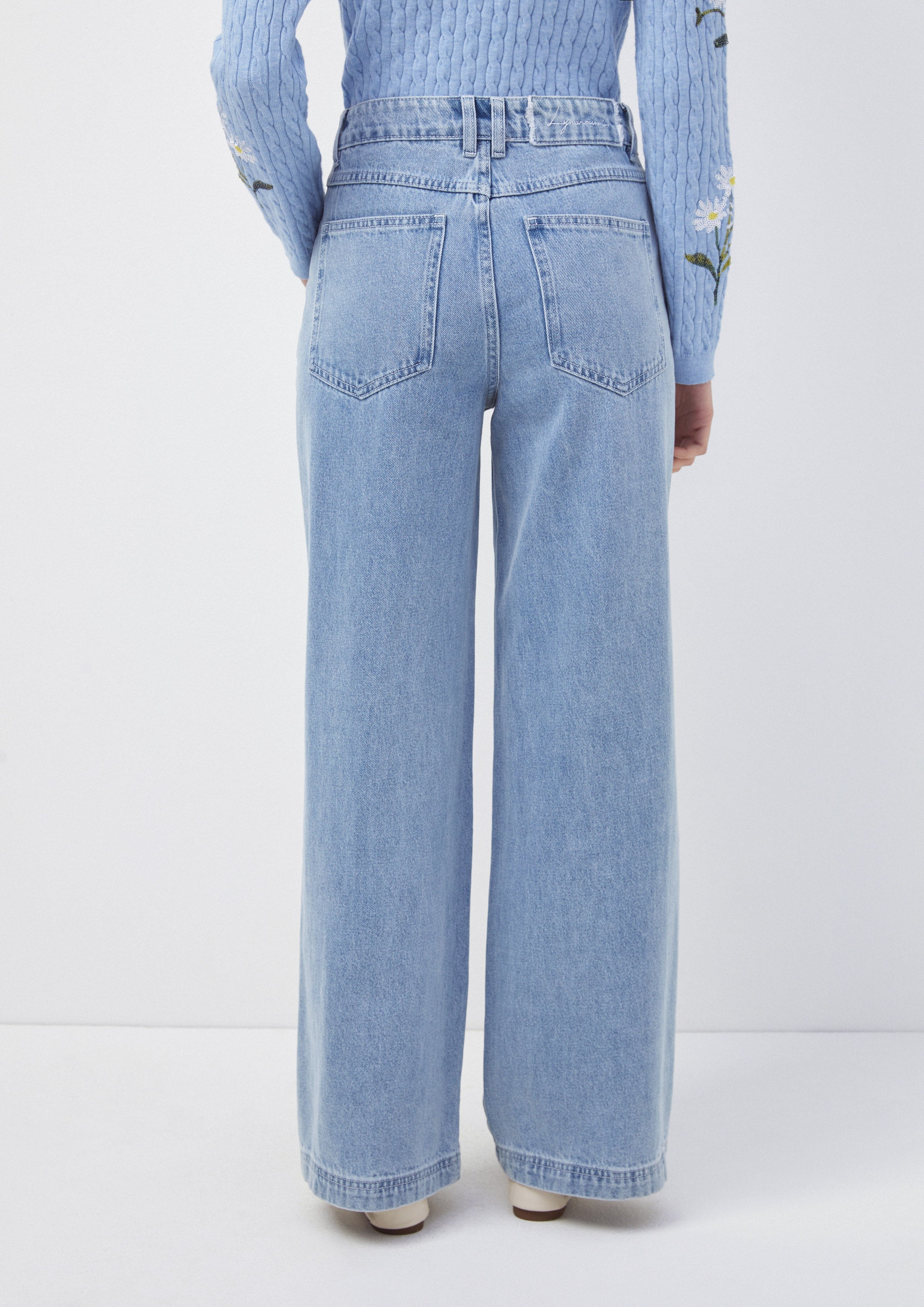 Wide-Leg Embroidered Daisy Jeans Oopsie Daisy