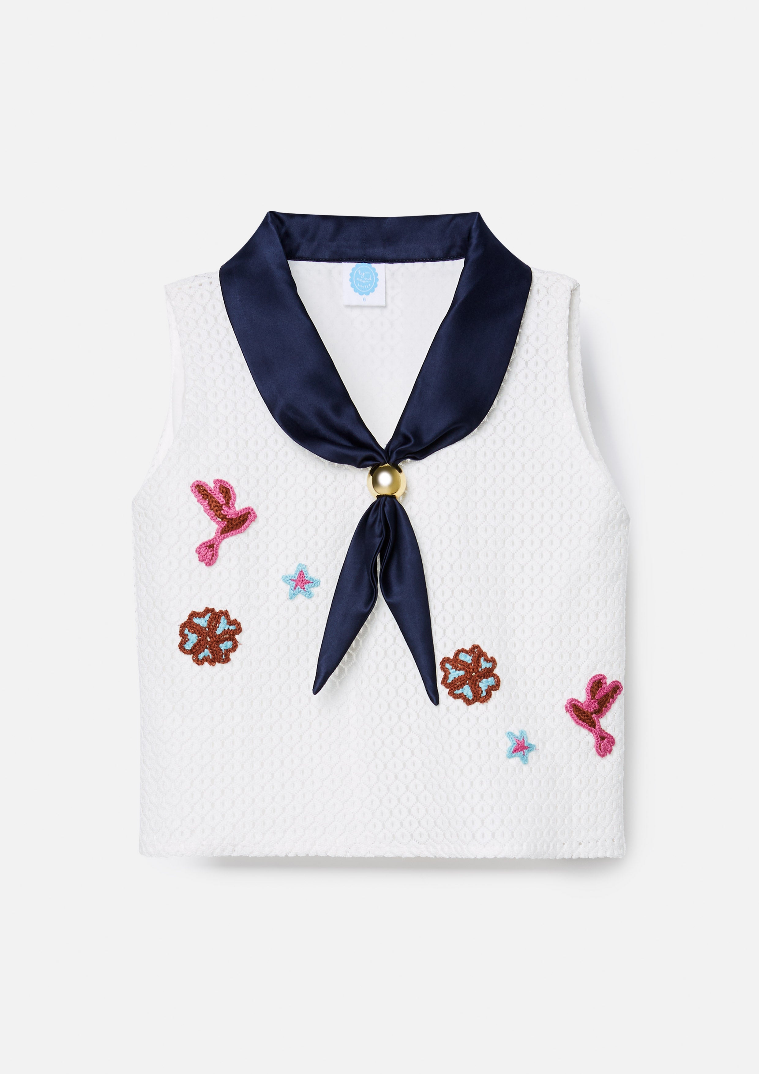 เสื้อกั๊ก คอผูก ลายปักทะเล สำหรับเด็กผู้หญิง Blooms and Blessings