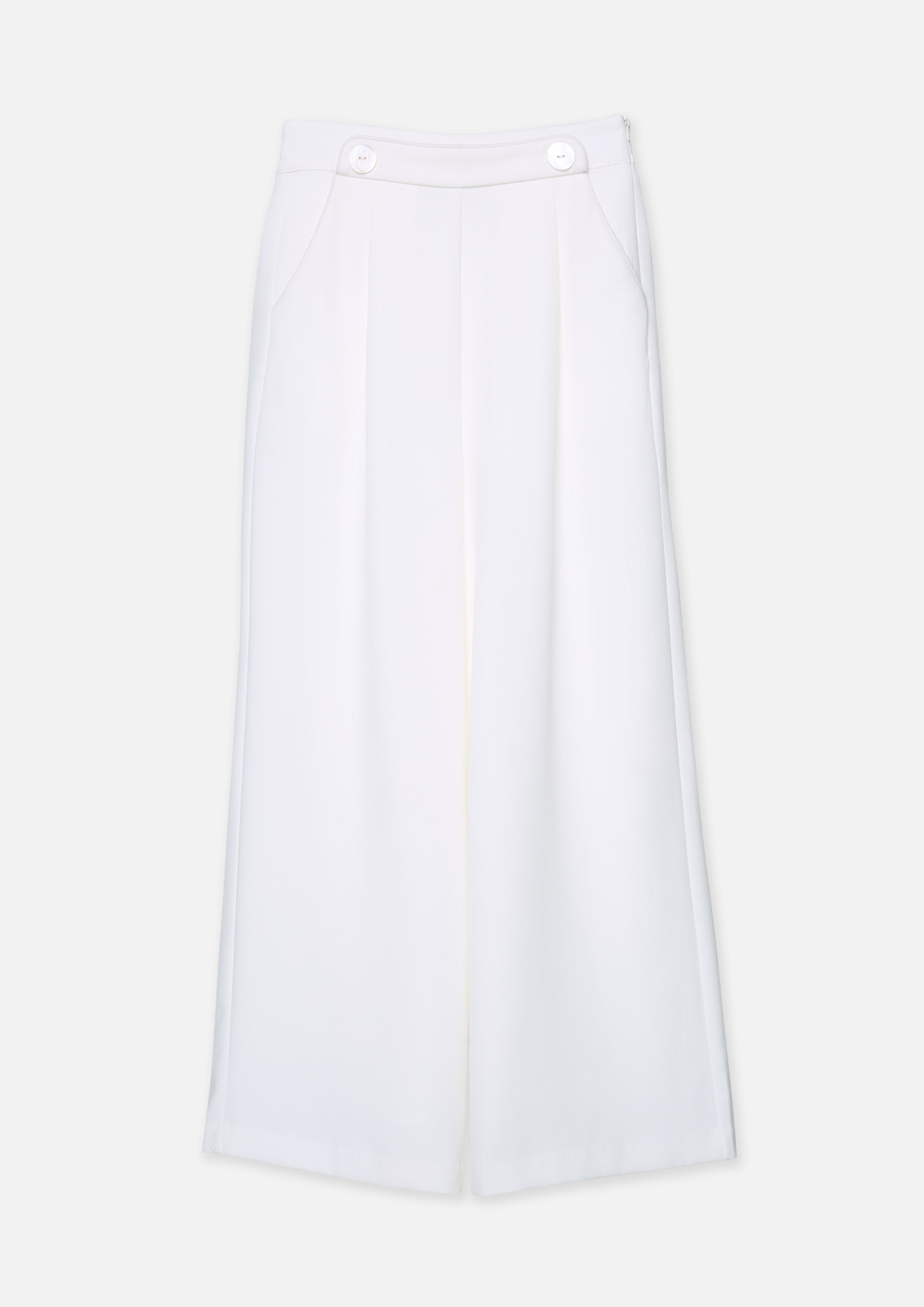 High Waist Wide Leg Pants White Horizon