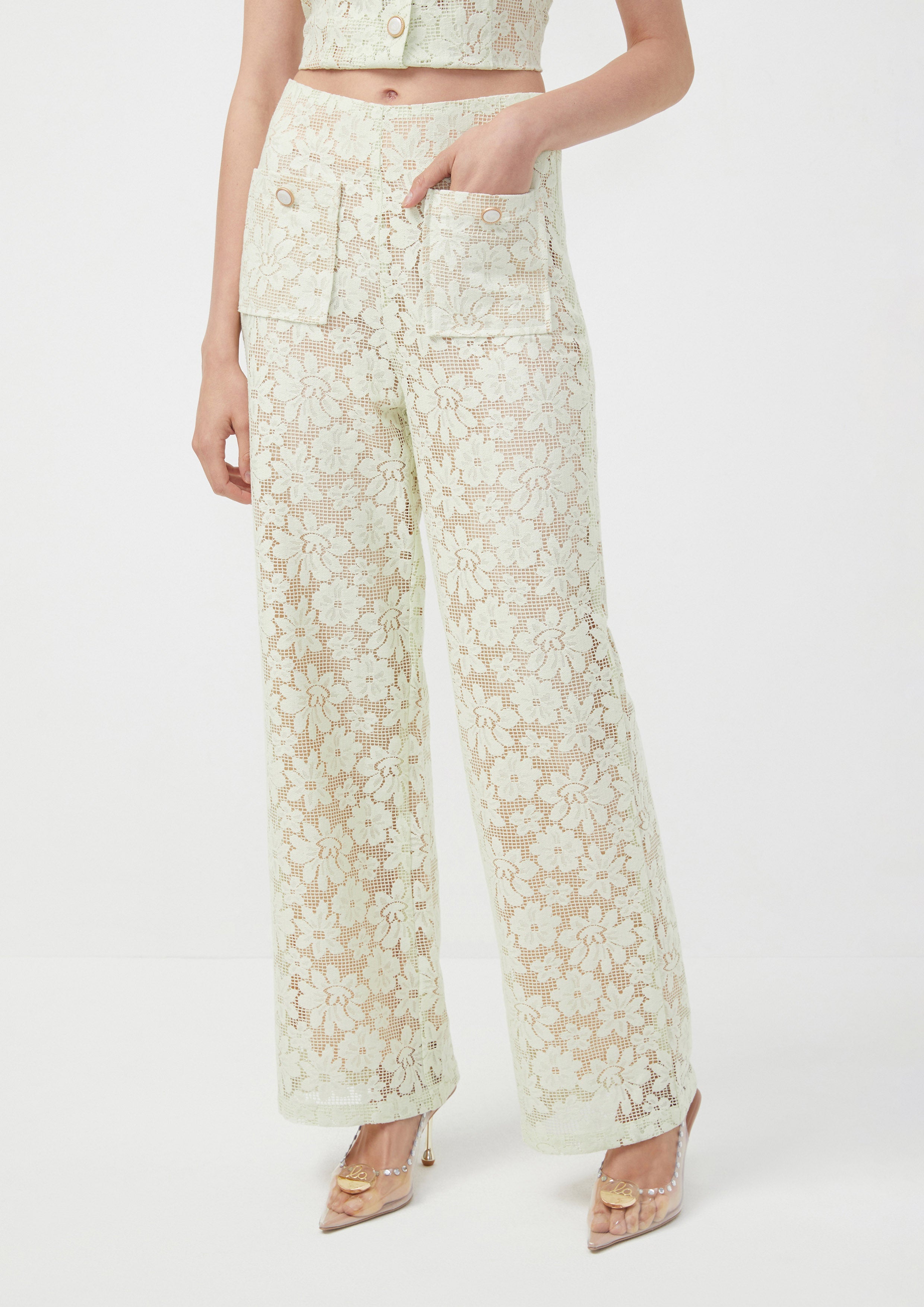 Wide-Leg Floral Lace Pants Living Life In Full Bloom