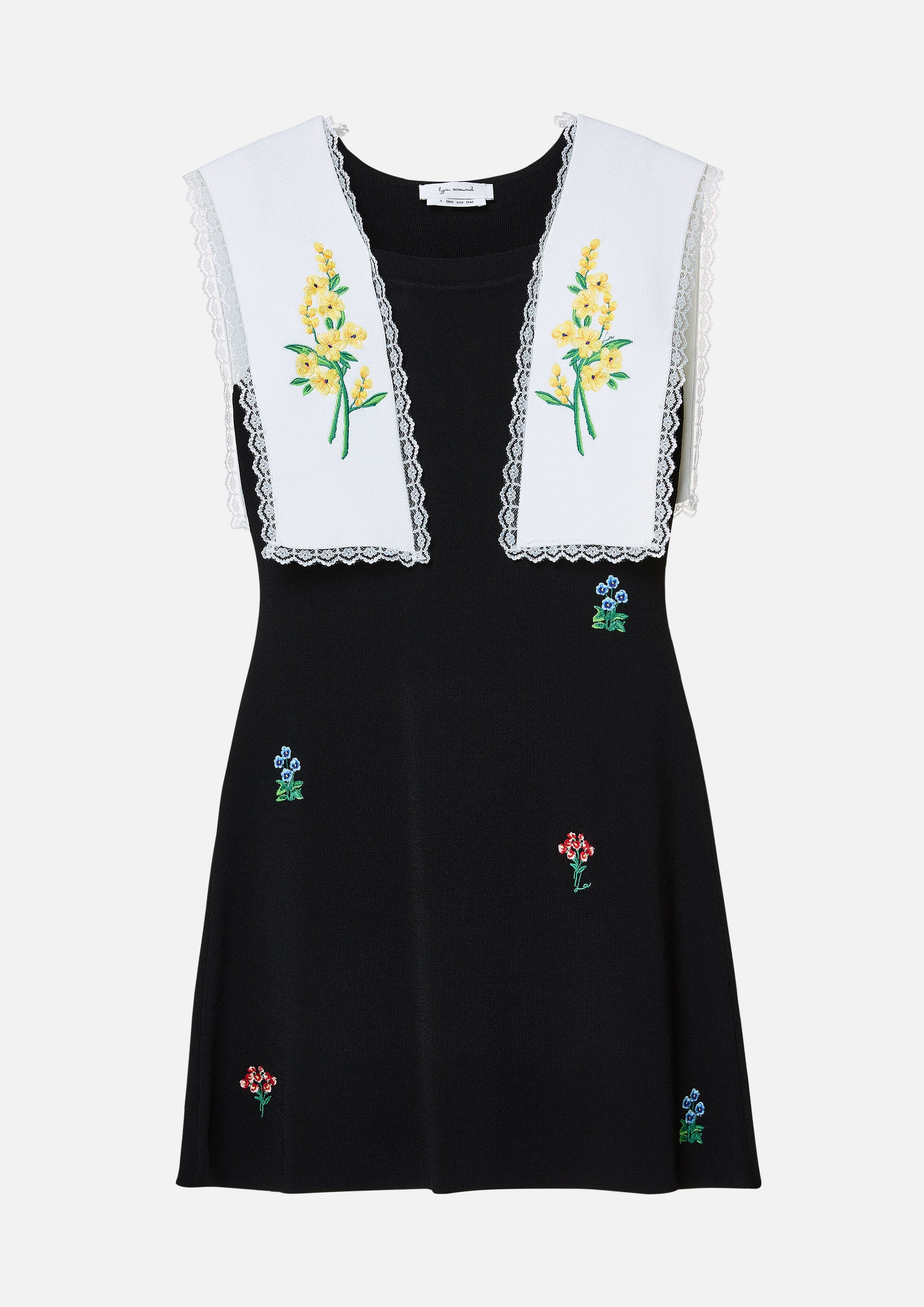 เดรสสั้น ไหมพรม ปกคอลูกไม้ ลายดอกไม้ Time To Grown Up