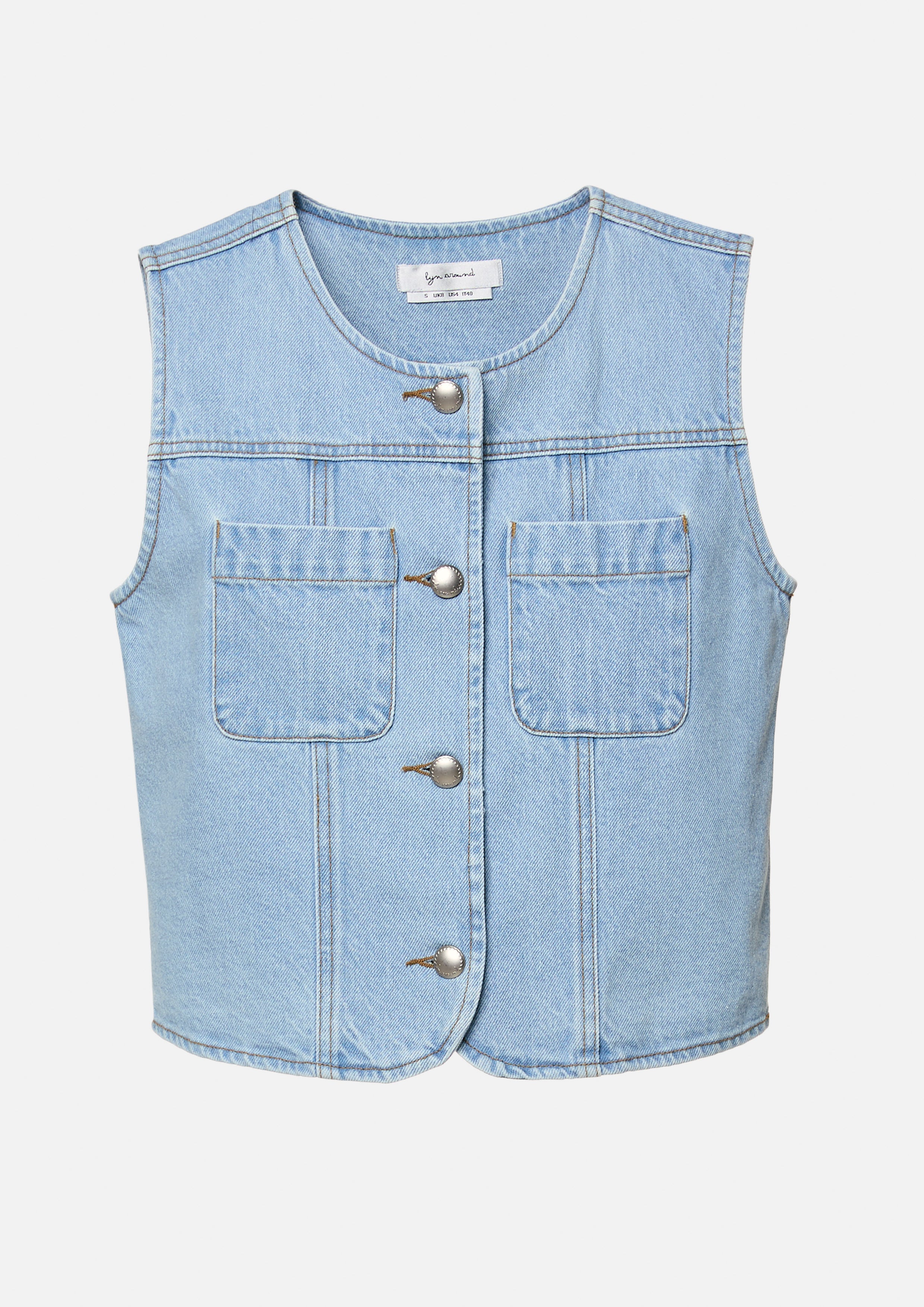 Denim Cropped Vest with Front Patch Pockets Oopsie Daisy