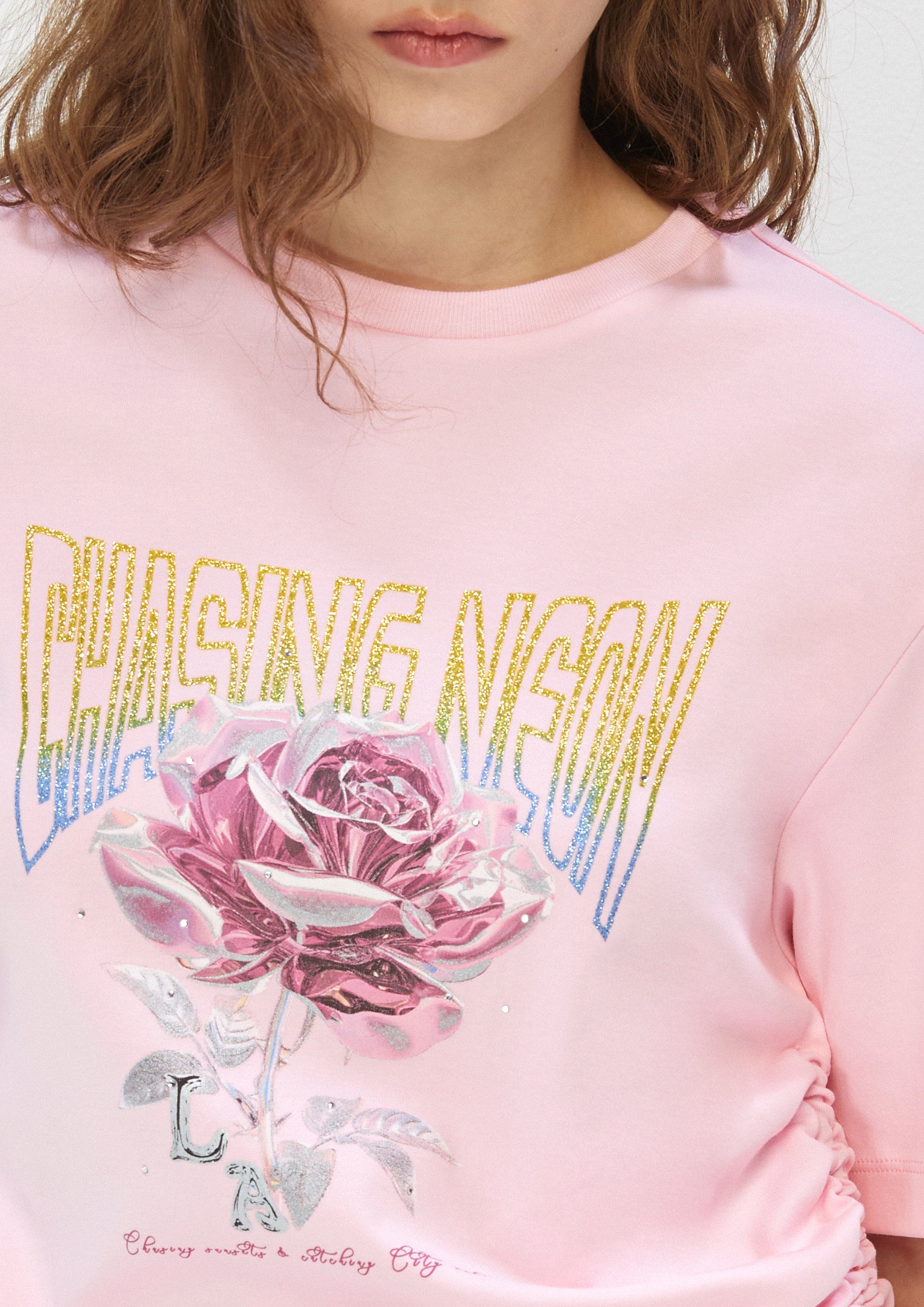 Neon Rose Graphic T-Shirt