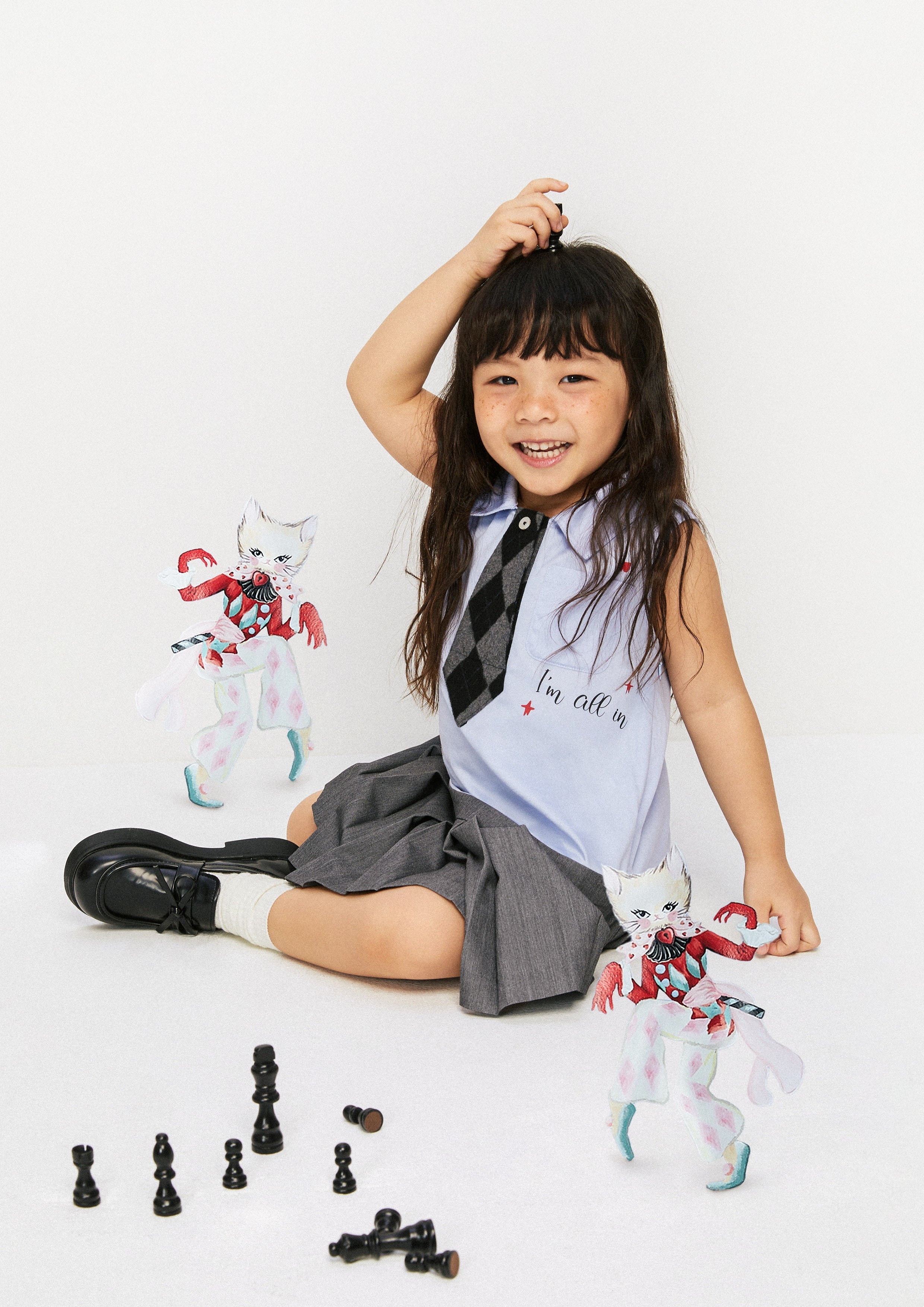 Sleeveless Pleated Skirt Mini Dress For Mini Girls Property of Jolly