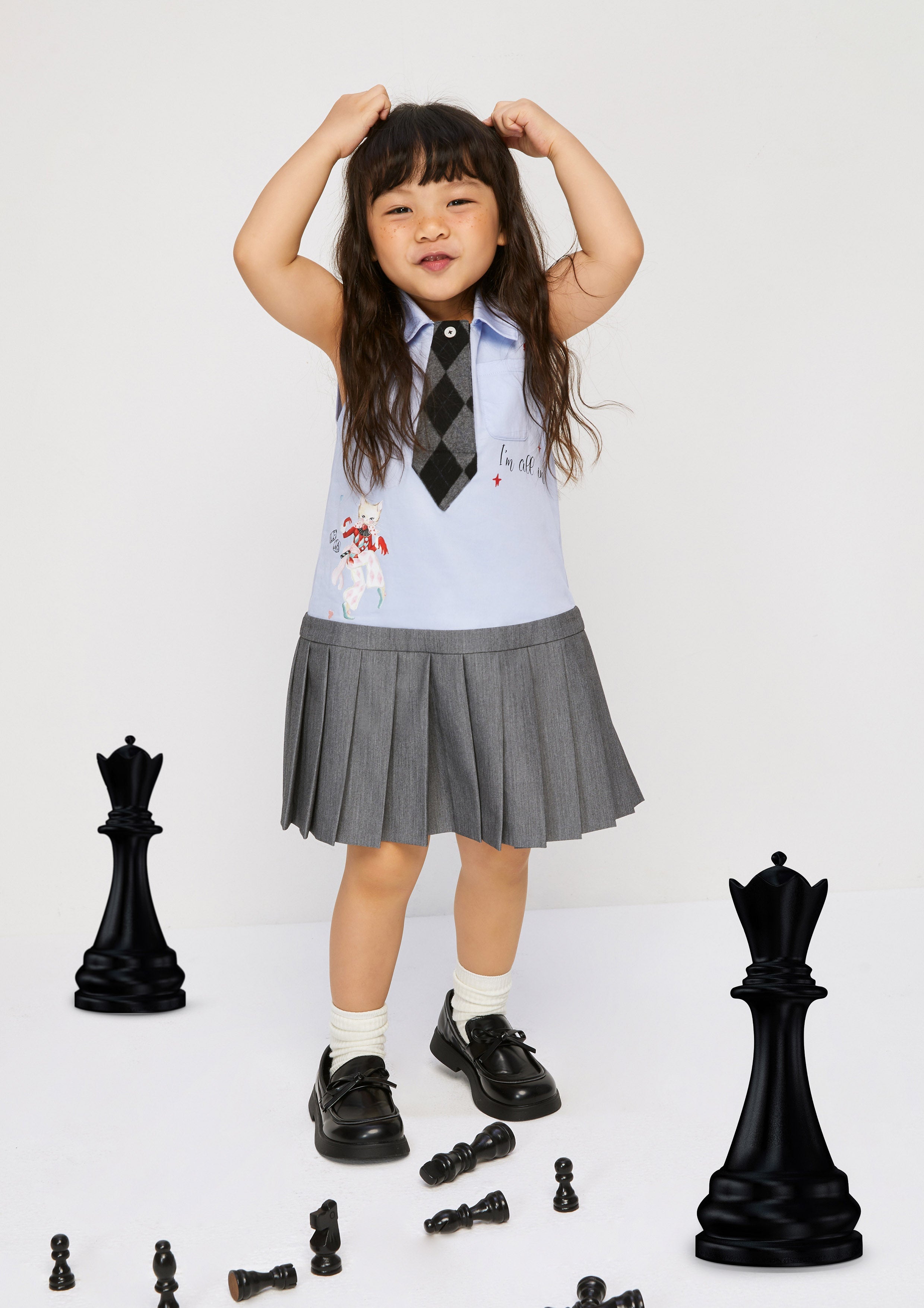 Sleeveless Pleated Skirt Mini Dress For Mini Girls Property of Jolly