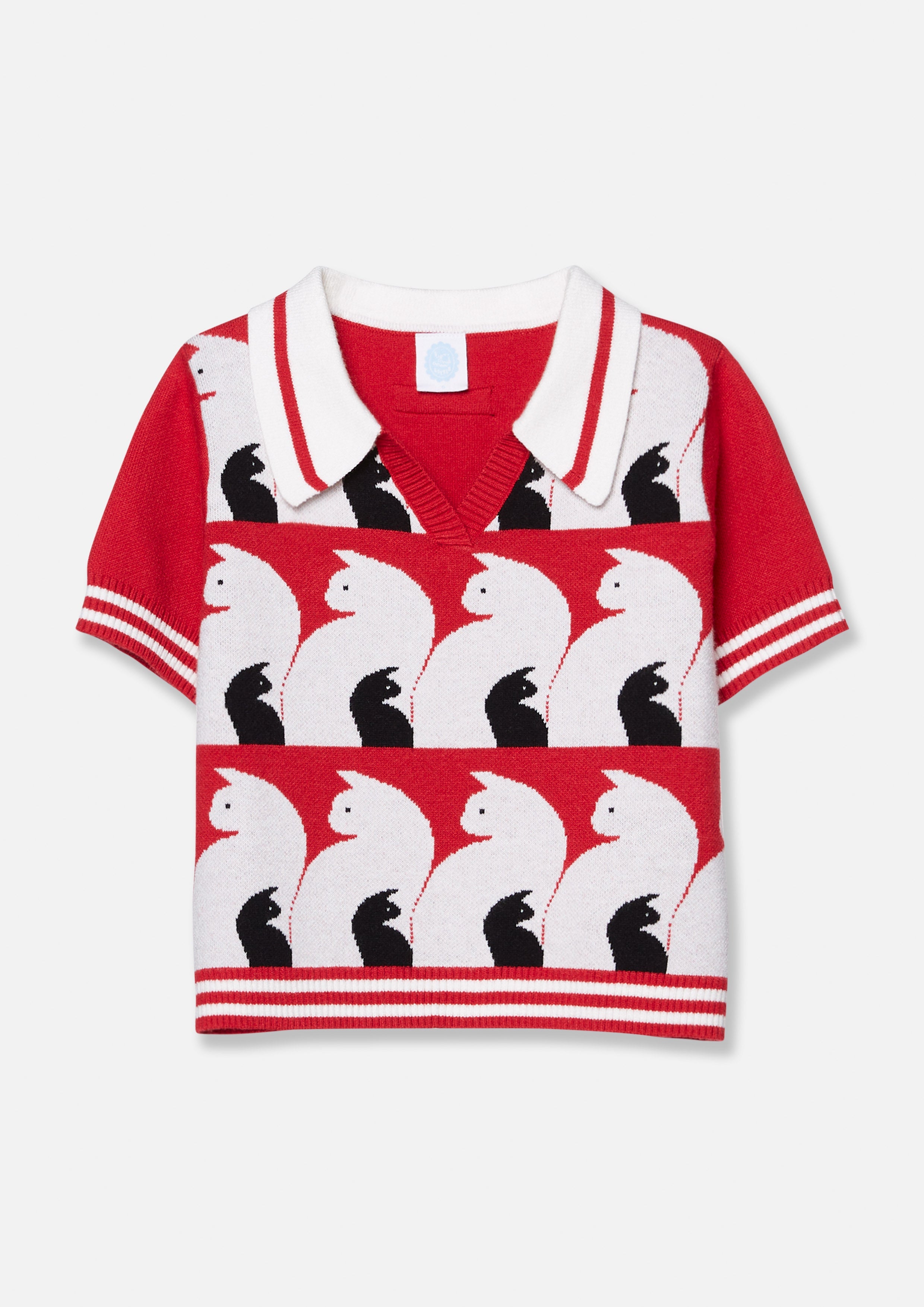 เสื้อนิตแขนสั้นลายแมวสำหรับเด็กผู้หญิง คอลเลกชัน Cat Gambit