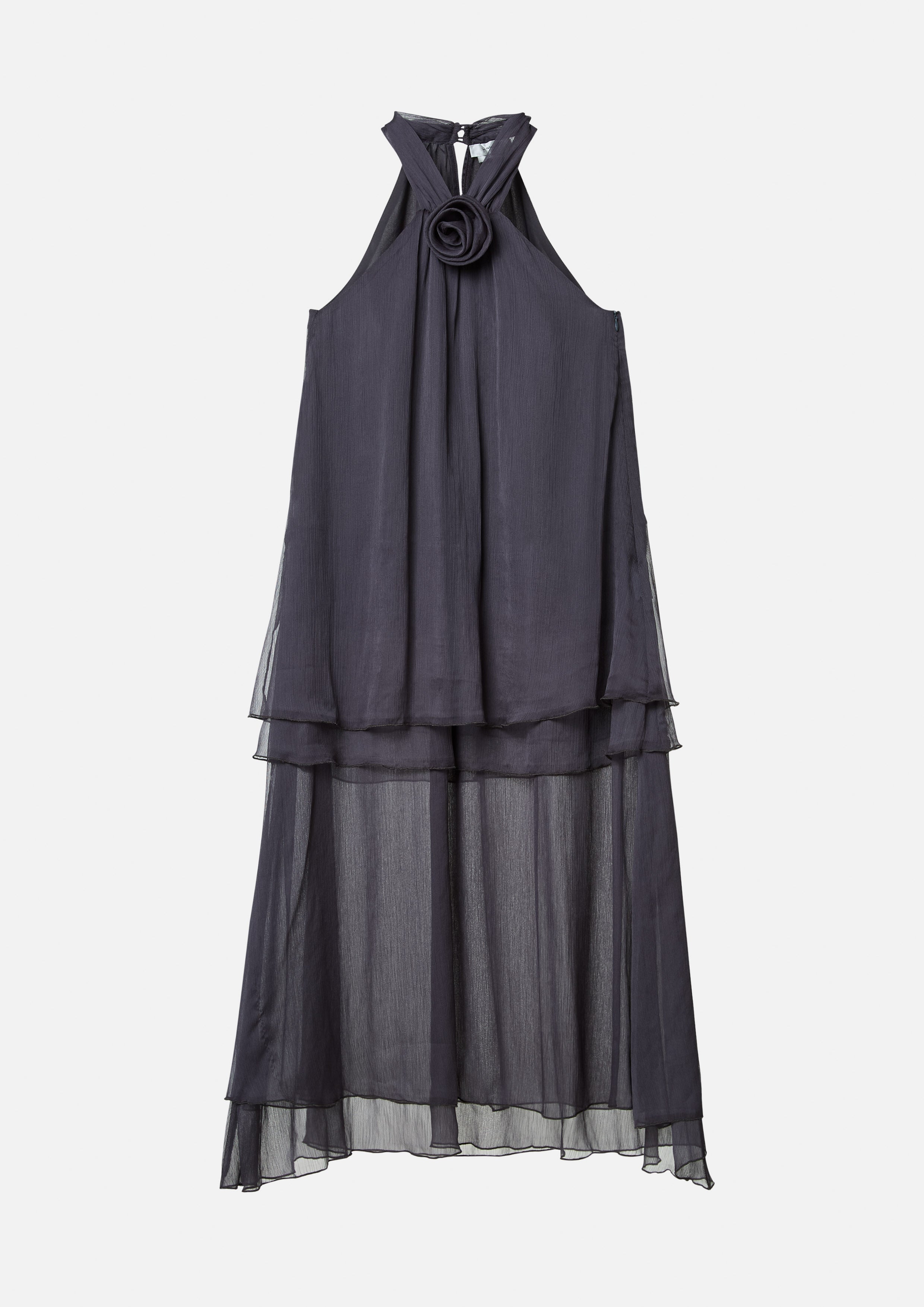 เดรสคล้องคอผ้าเชียร์กระโปรงระบายต่อชั้น คอลเลกชัน BOND to BE