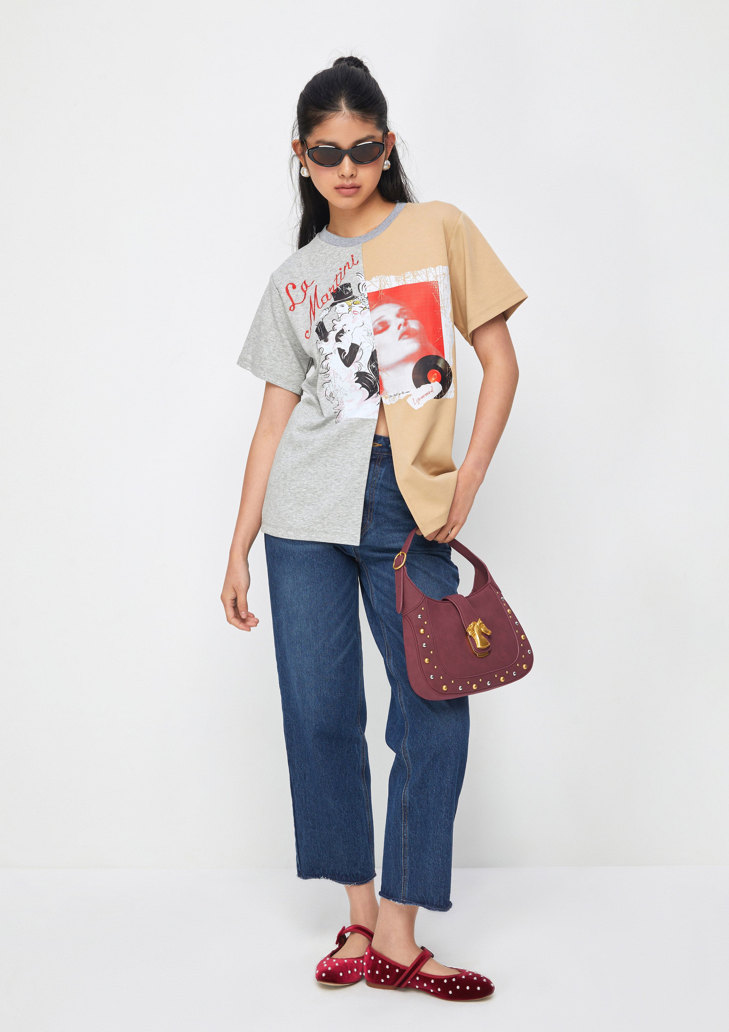 เสื้อยืดแขนสั้นทูโทนพิมพ์ลาย คอลเลกชัน Espresso Martini