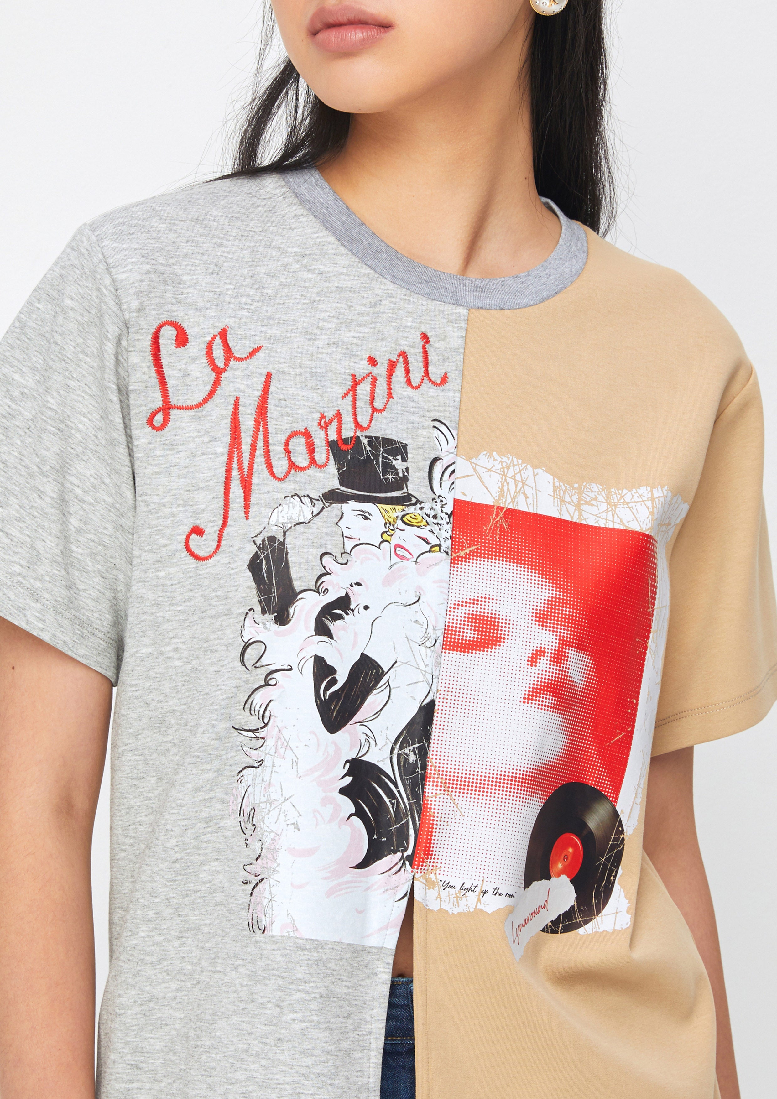 เสื้อยืดแขนสั้นทูโทนพิมพ์ลาย คอลเลกชัน Espresso Martini
