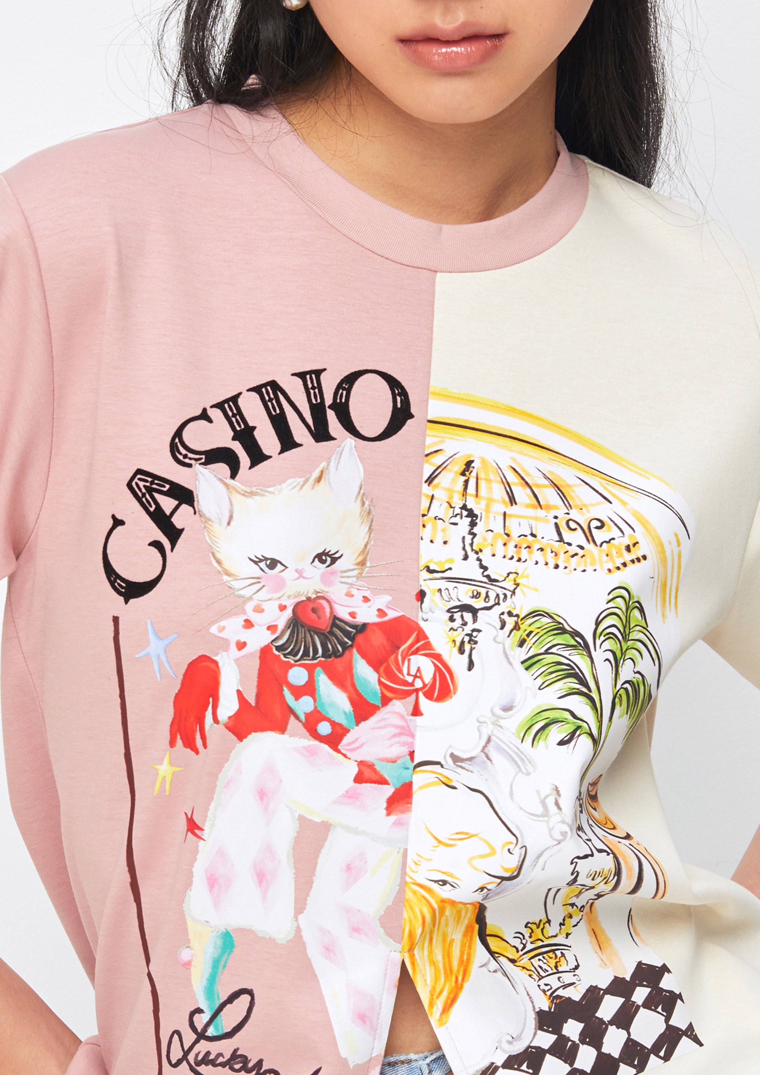 เสื้อยืดแขนสั้นทูโทนพิมพ์ลาย คอลเลกชัน Espresso Martini