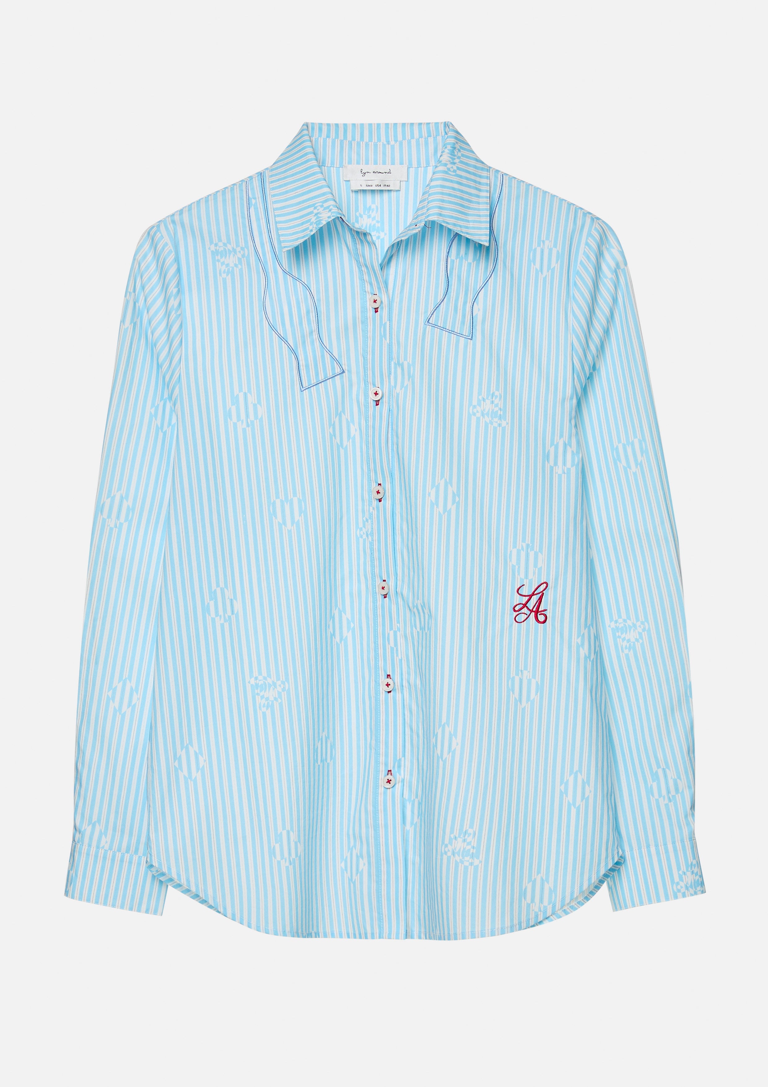 เสื้อเชิ้ตลายทางแขนยาวปักลายโลโก้ คอลเลกชัน Property of Jolly