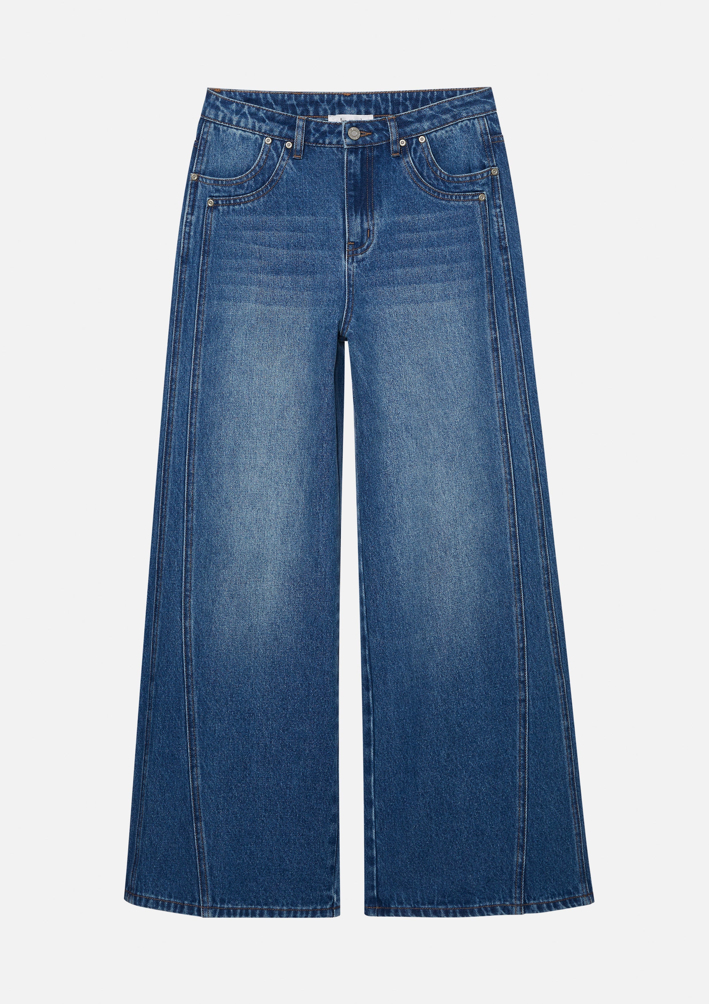 Faded Wide Leg Denim Pants Cat Gambit