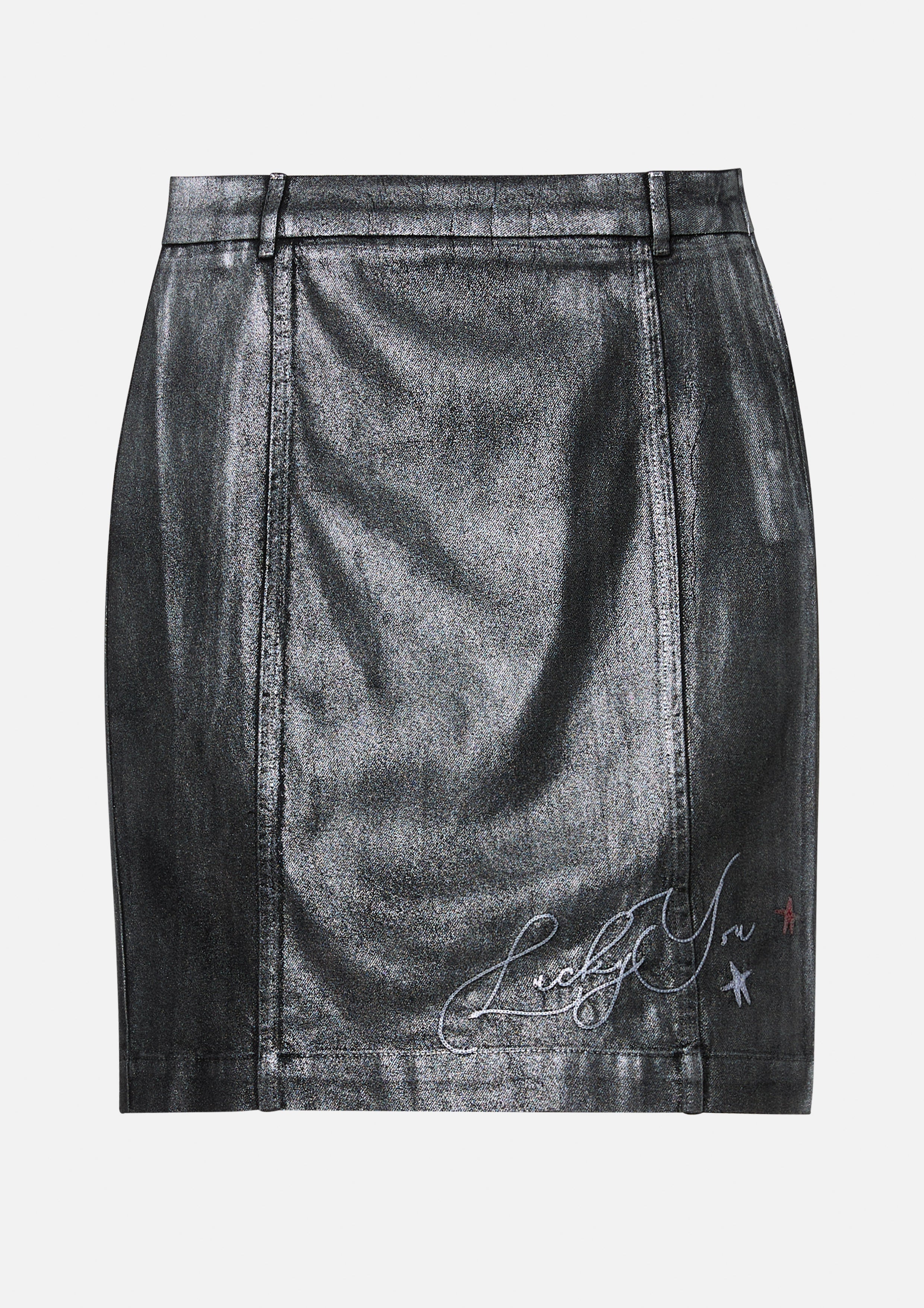 Metallic Mini Skirt With Embroidery Property of Jolly
