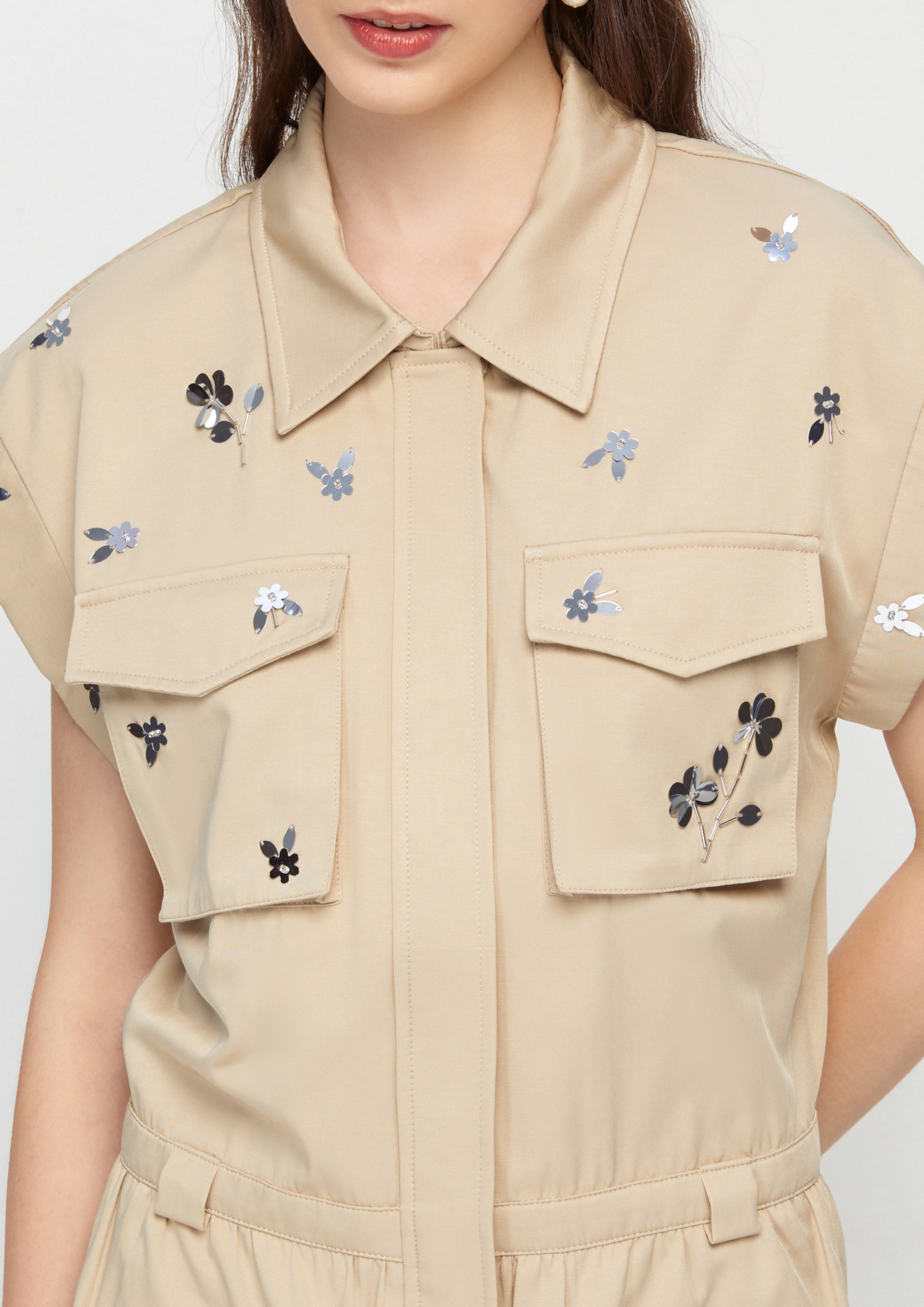 Mini Dress With Metal Floral Embellished Cat Gambit