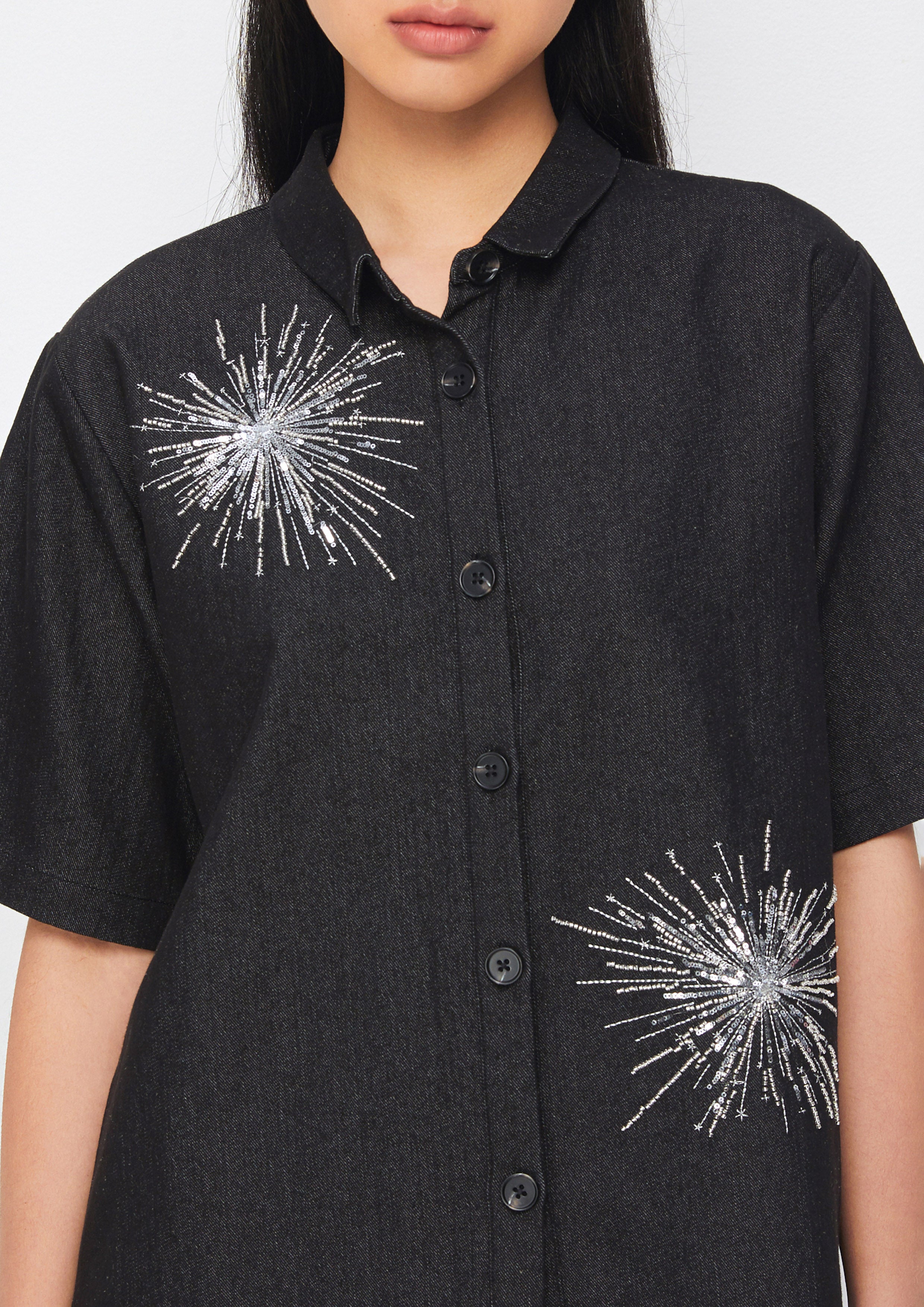 เสื้อเชิ้ตเดนิมปักเลื่อมและคริสตัล คอลเลกชัน Check Mate