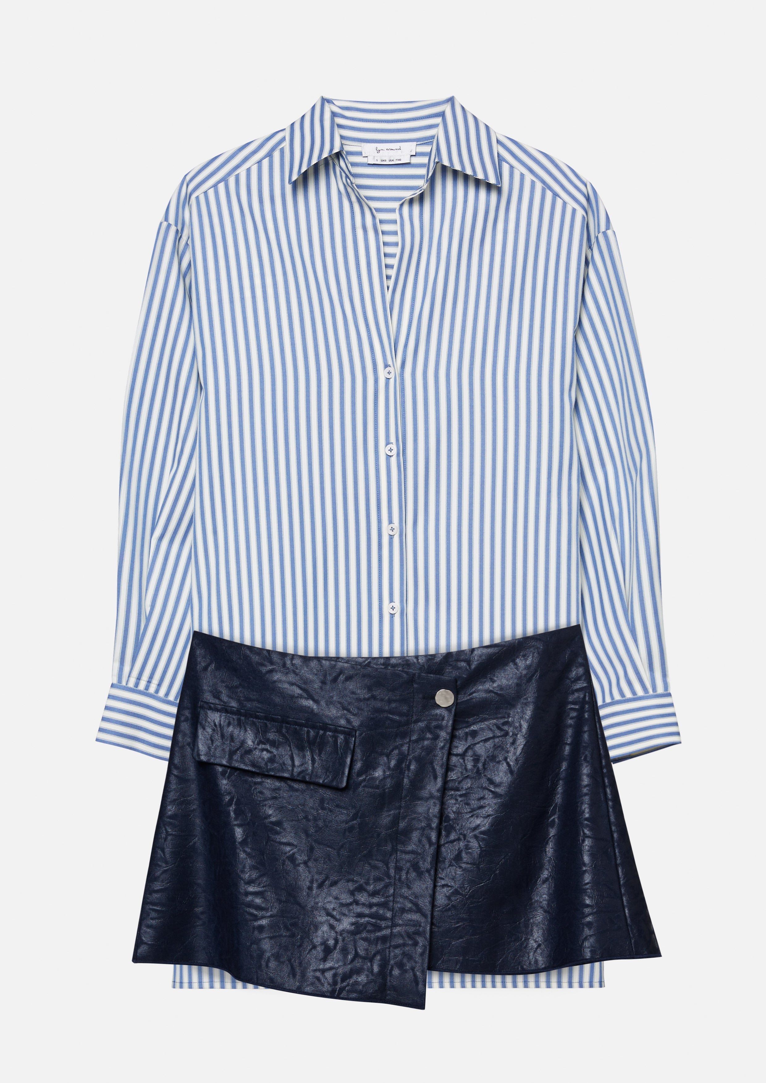 Stripe Shirt Dress With Mini Skirt Dust and Diamond