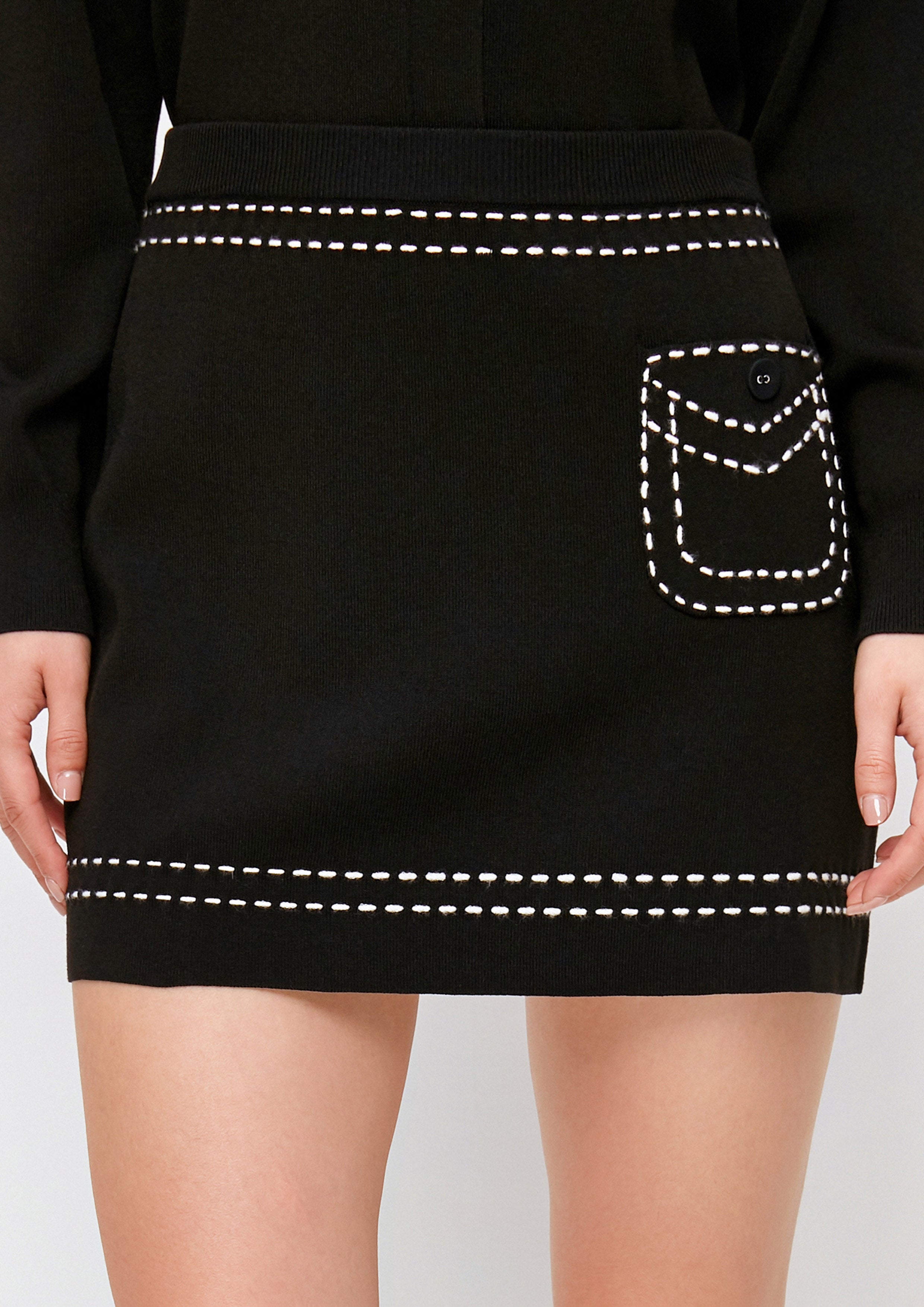 Stitching Knitted Mini Skirt Let’s Play a Game