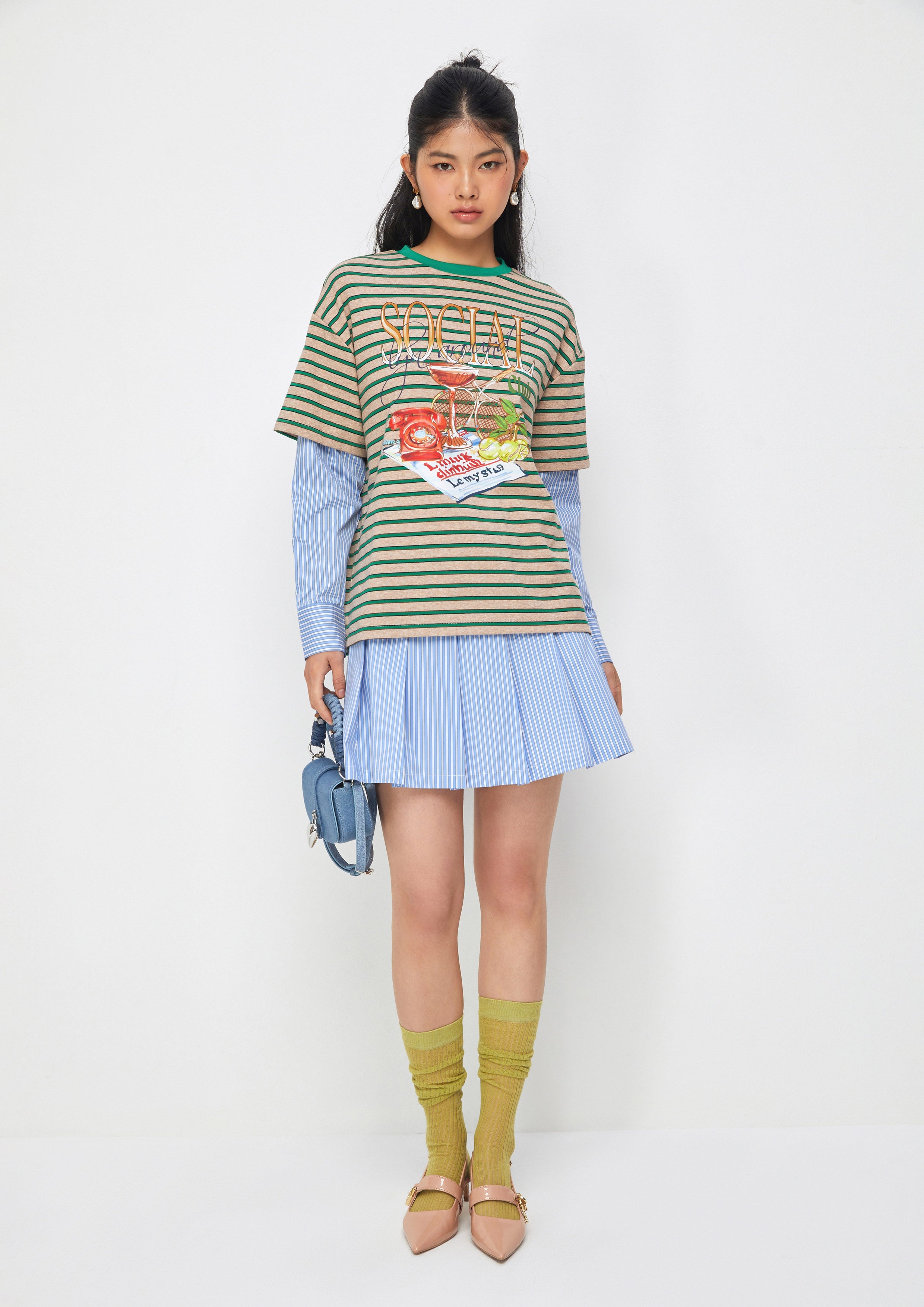 เสื้อยืดแขนยาวเลเยอร์พิมพ์ลาย คอลเลกชัน Cat Gambit