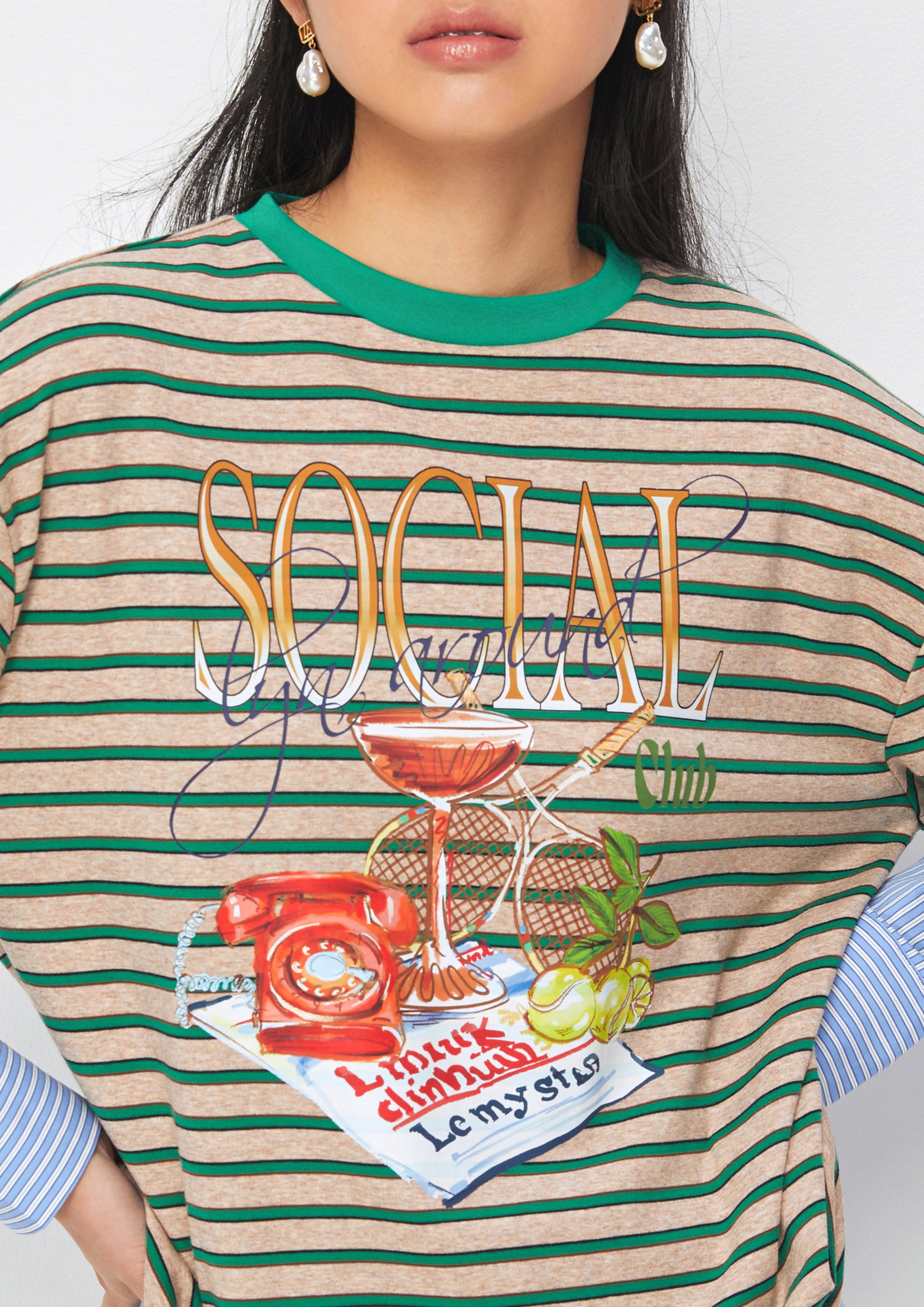 เสื้อยืดแขนยาวเลเยอร์พิมพ์ลาย คอลเลกชัน Cat Gambit