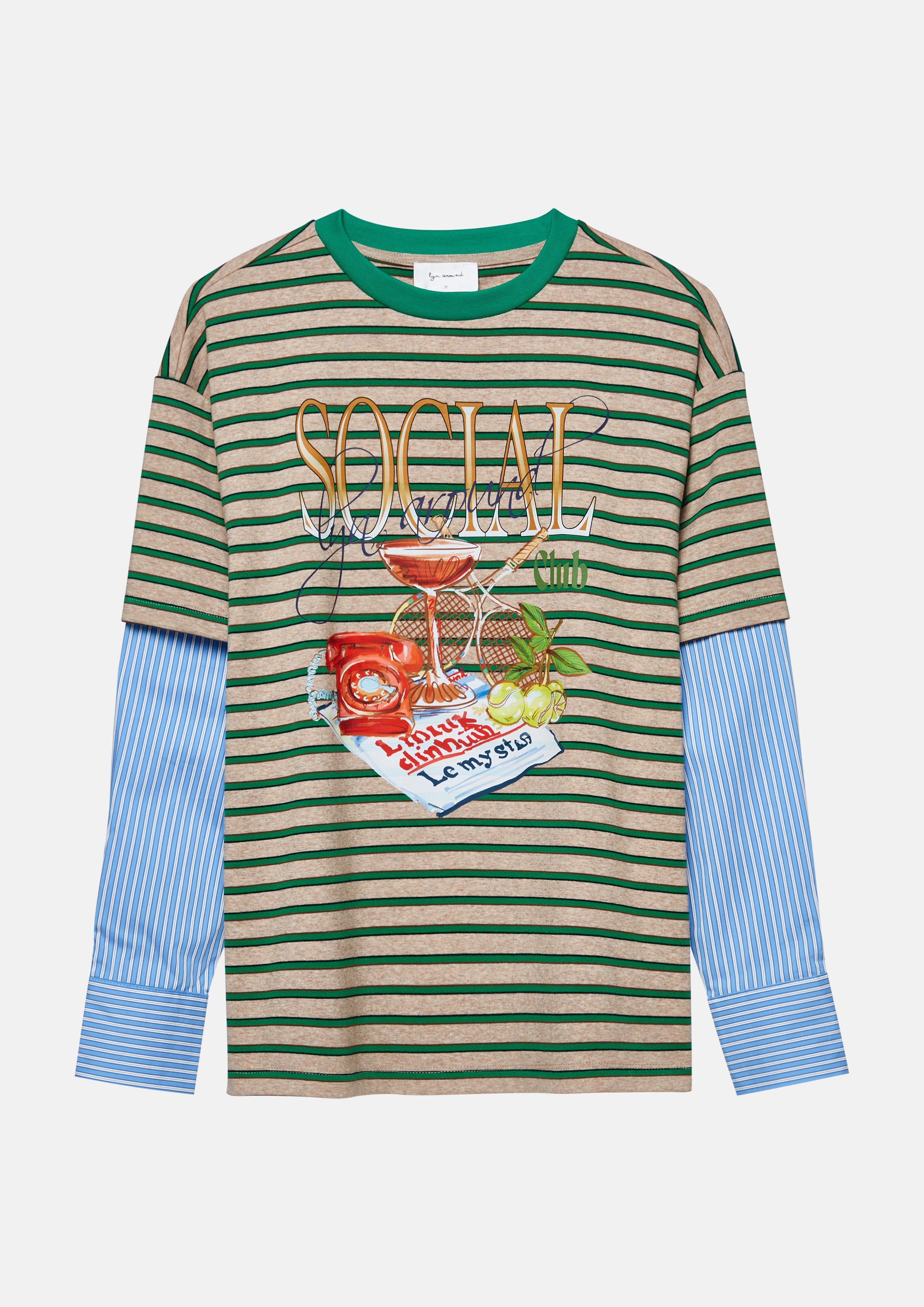 เสื้อยืดแขนยาวเลเยอร์พิมพ์ลาย คอลเลกชัน Cat Gambit