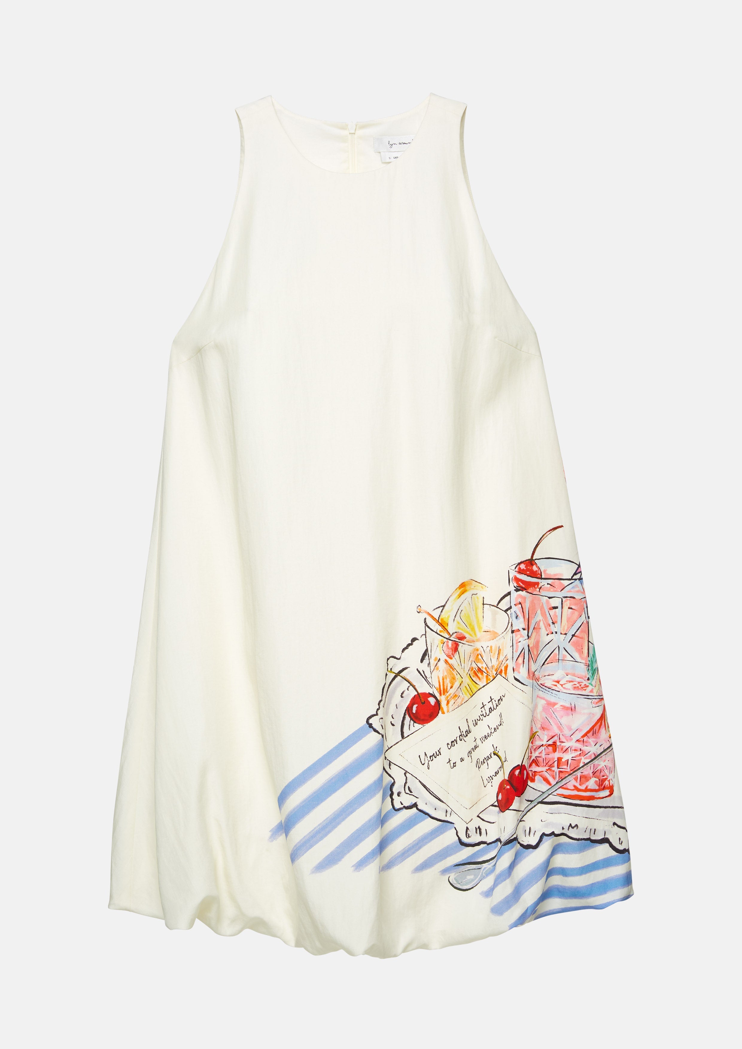 Print Balloon Skirt Mini Dress Take Sip